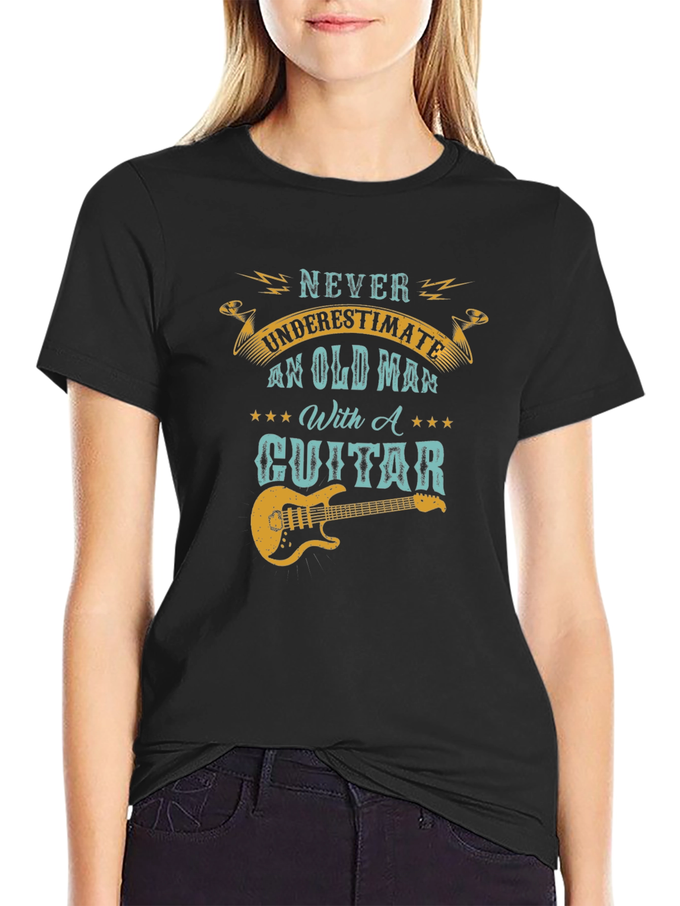 Never Underestimate Old Man With Guitar T-Shirt