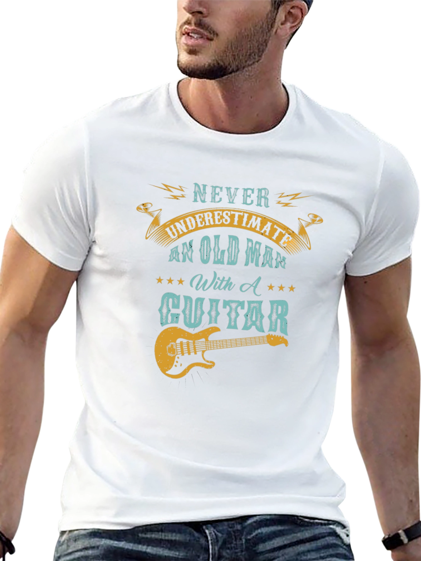 Never Underestimate Old Man With Guitar T-Shirt