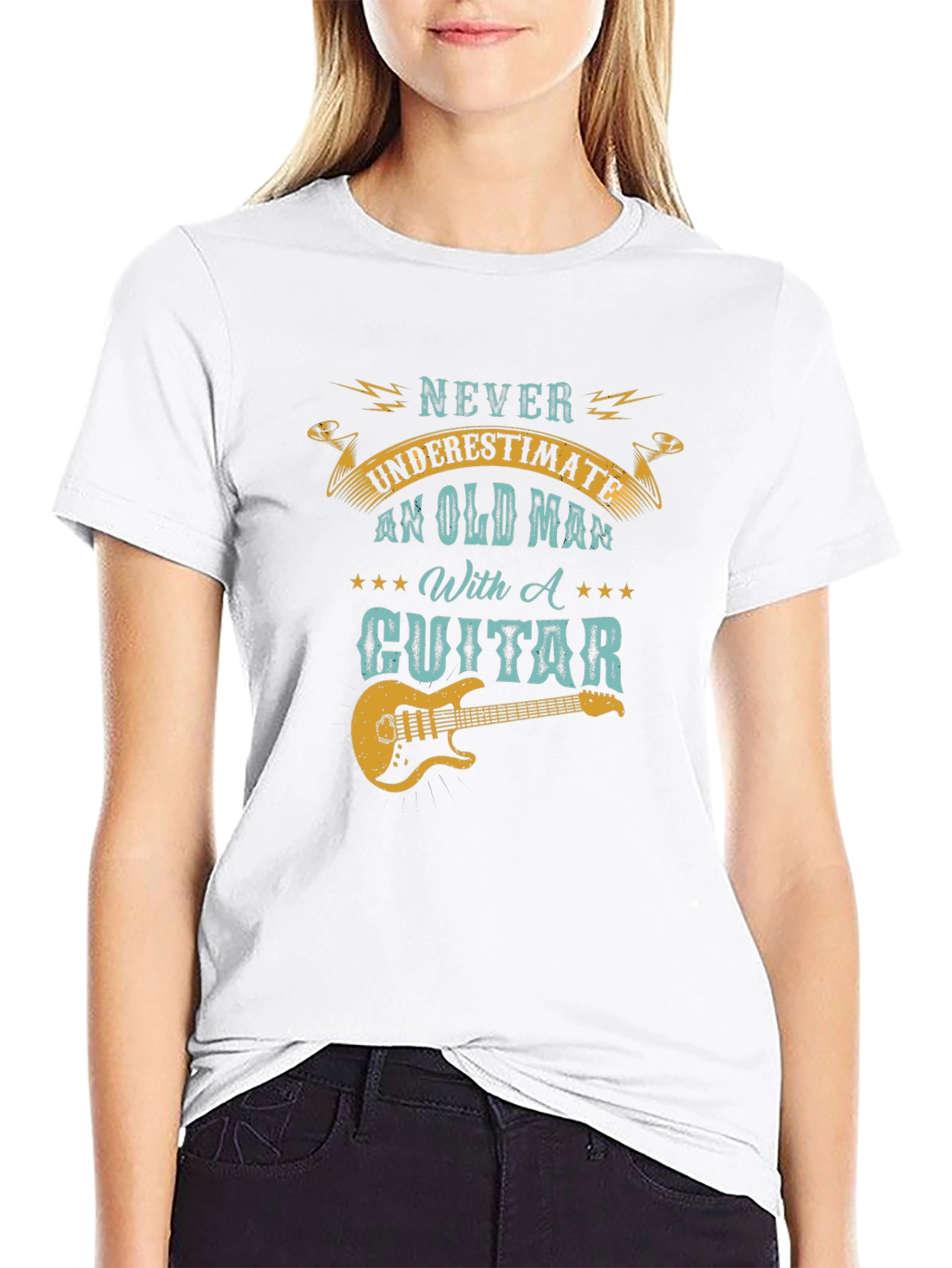 Never Underestimate Old Man With Guitar T-Shirt