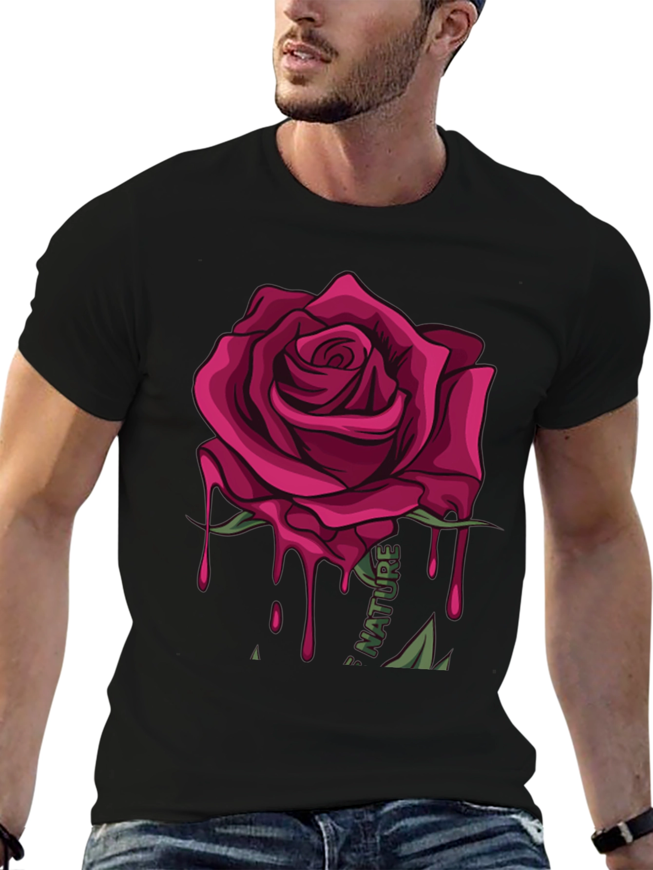Mens Rose Graphic Print T-Shirt