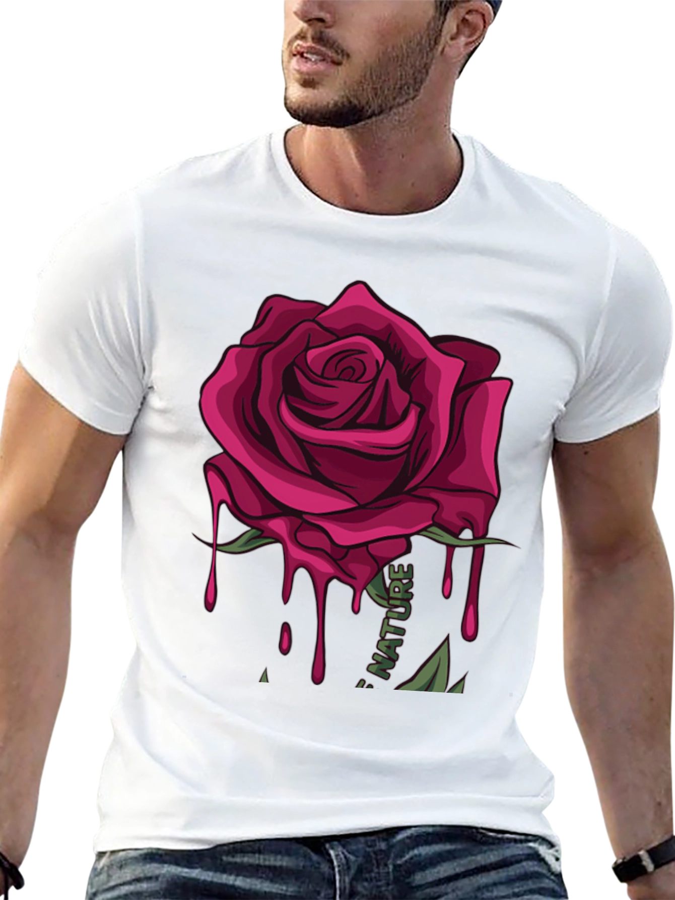 Mens Rose Graphic Print T-Shirt