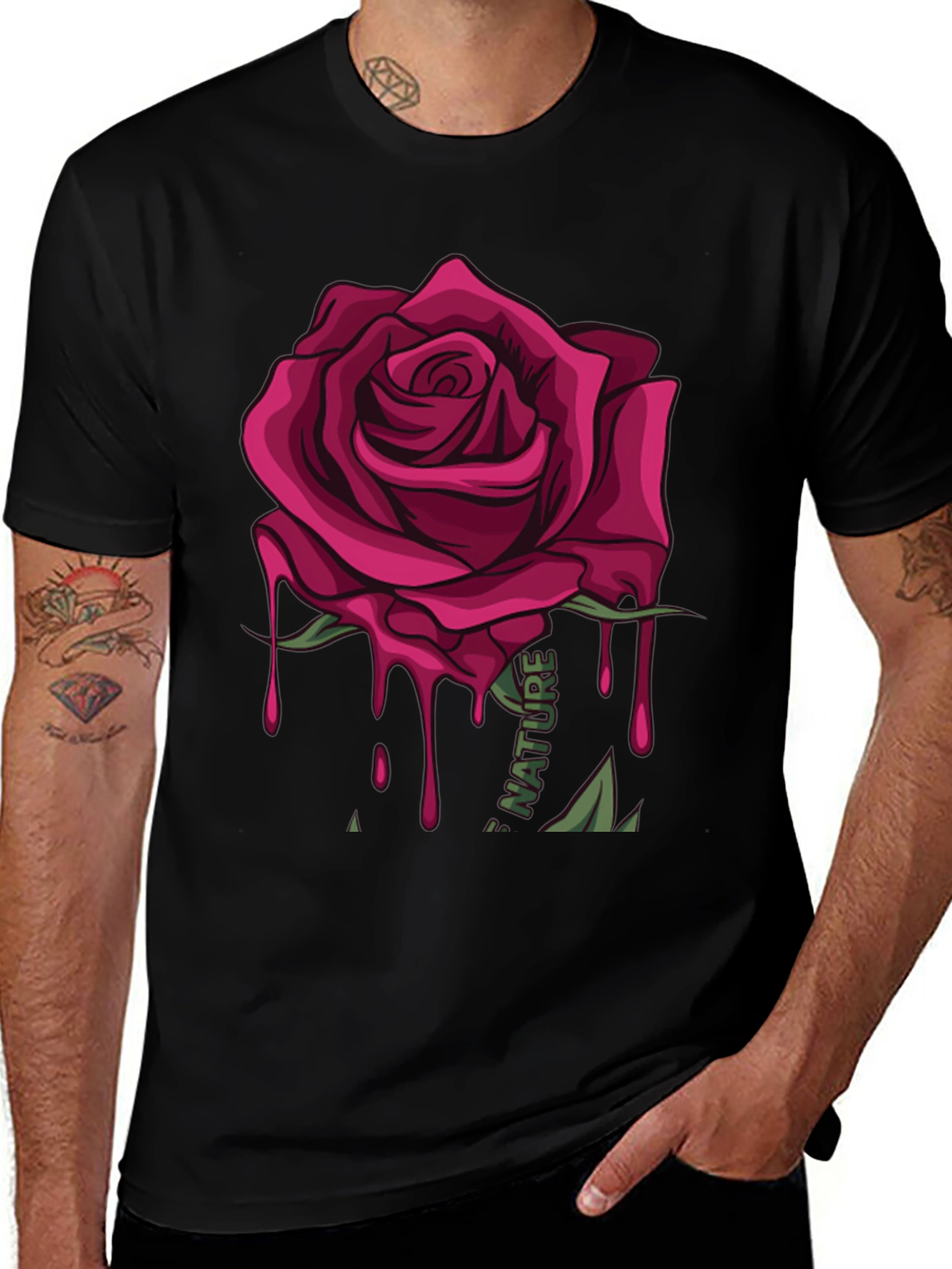 Mens Rose Graphic Print T-Shirt