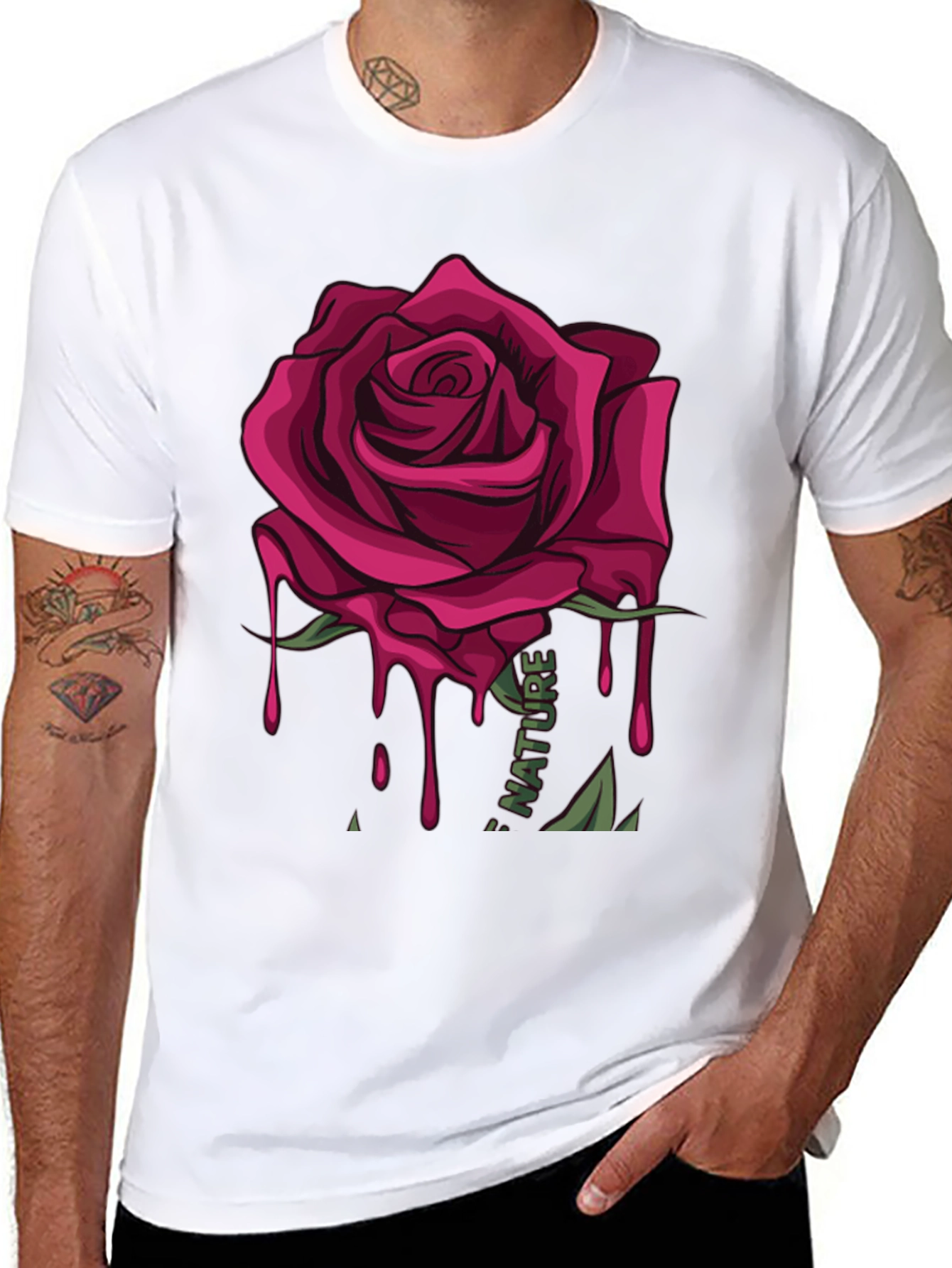 Mens Rose Graphic Print T-Shirt