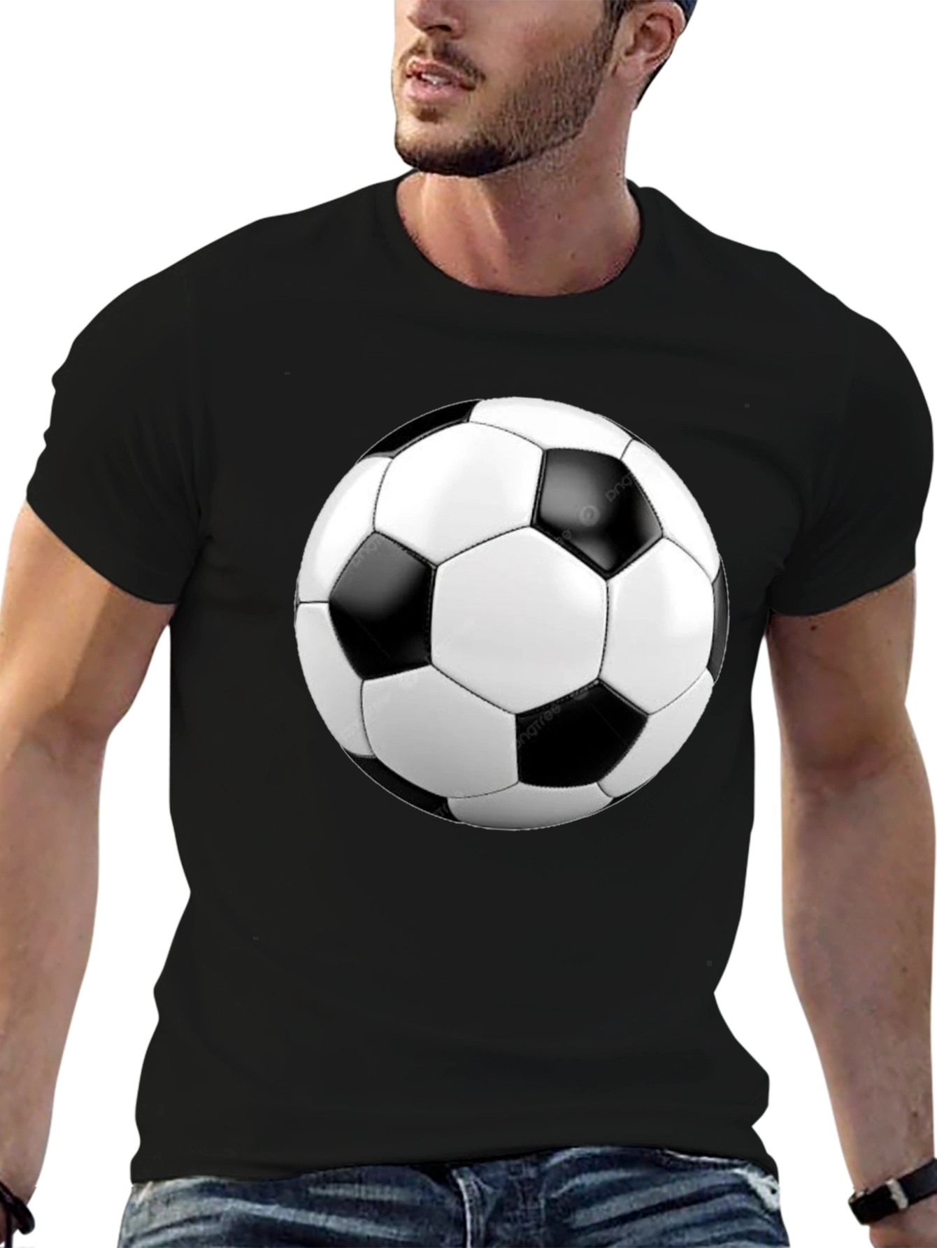 Soccer Ball Graphic Black T-Shirt