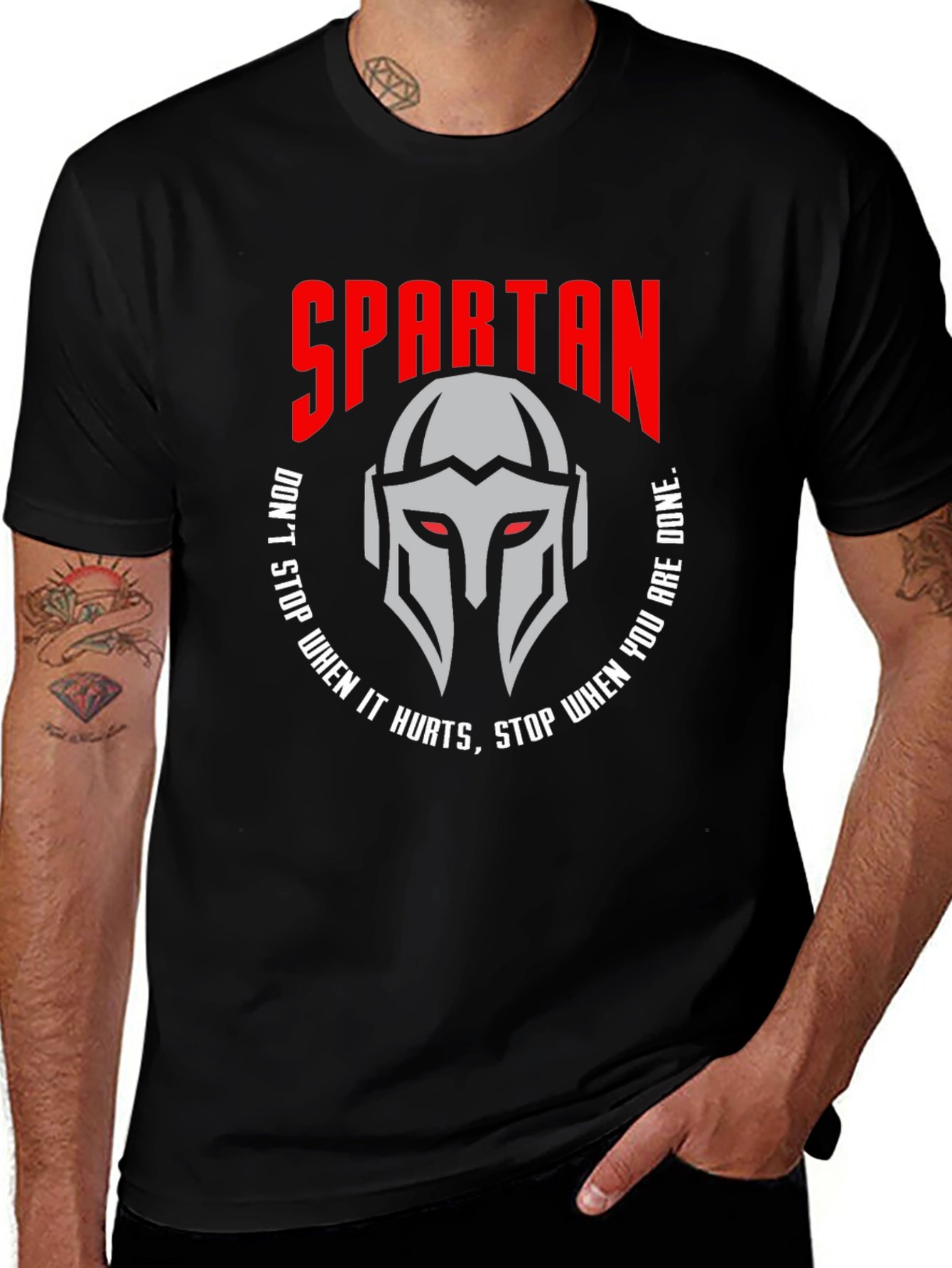 Spartan Helmet Graphic T-Shirt - Motivational Design