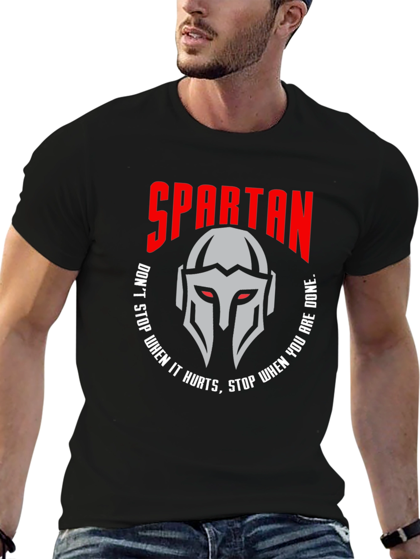 Spartan Helmet Graphic T-Shirt - Motivational Design