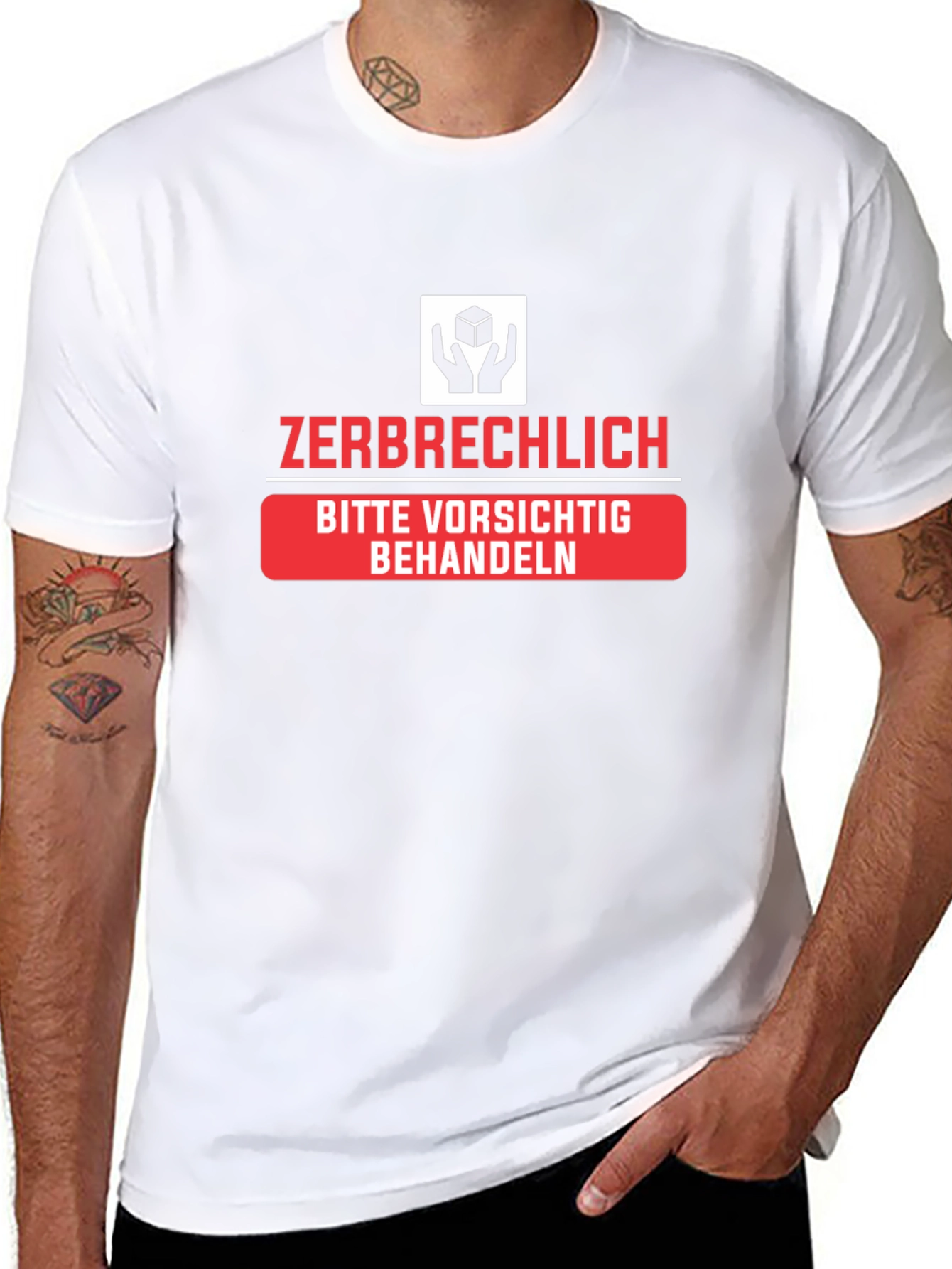 Zerbrechlich Handle with Care Black T-Shirt