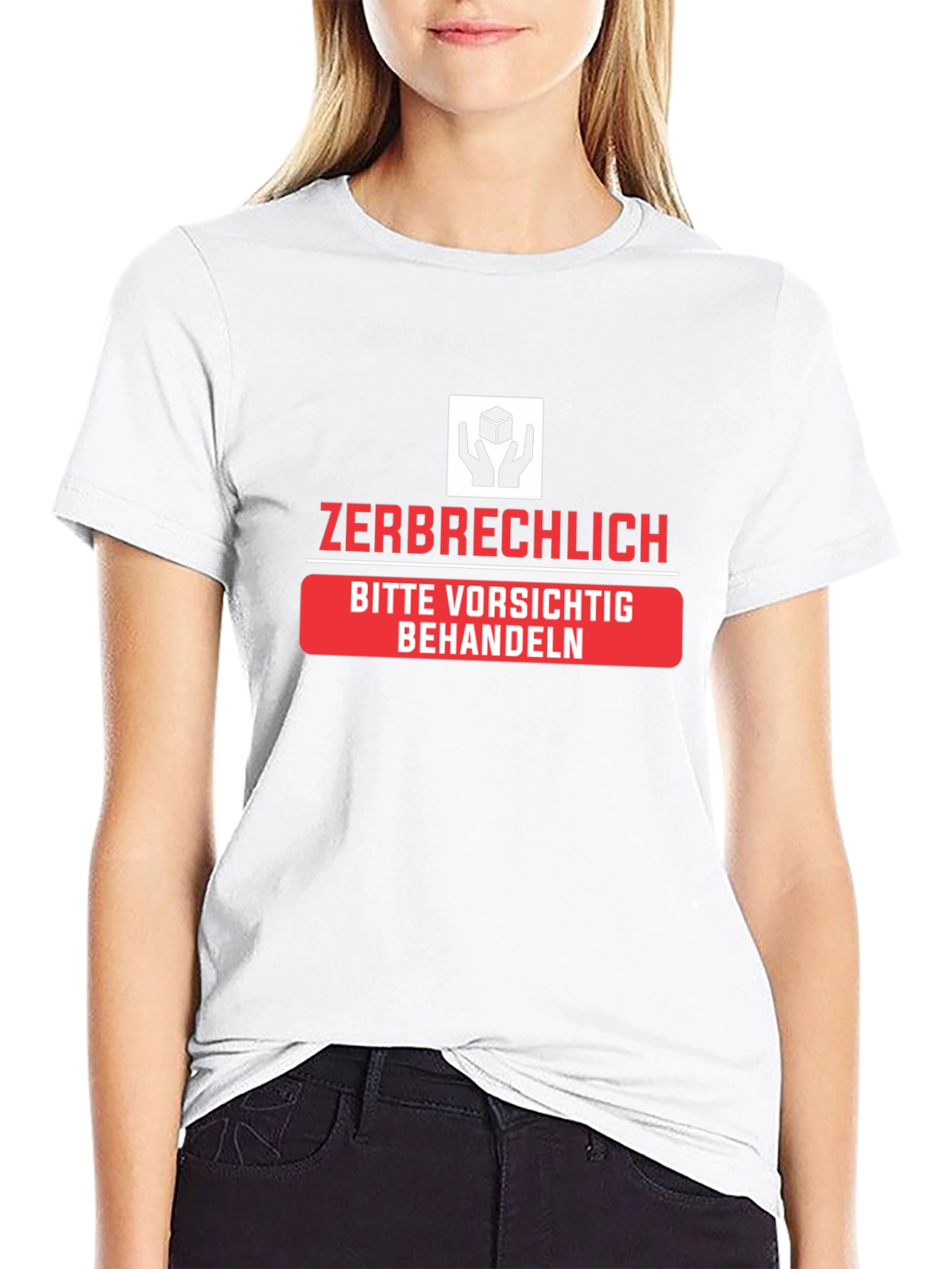 Zerbrechlich Handle with Care Black T-Shirt