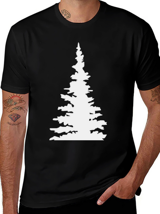Evergreen Tree Graphic Tee - Black Cotton T-Shirt