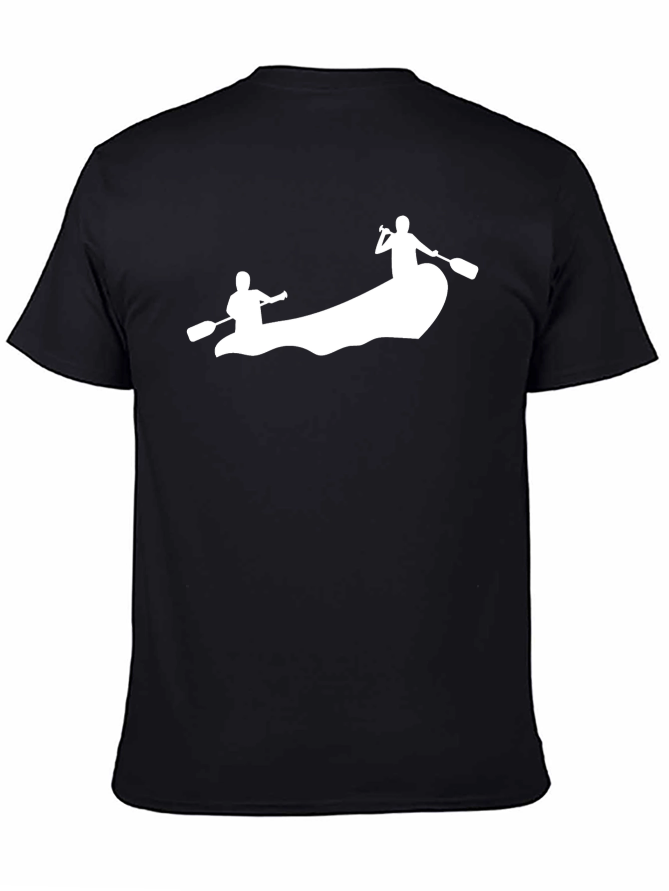 Mens Black T-Shirt - Canoeing Design