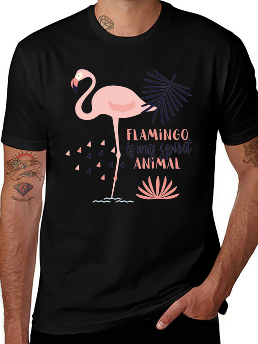 Flamingo Spirit Animal Graphic Tee - Black T-Shirt