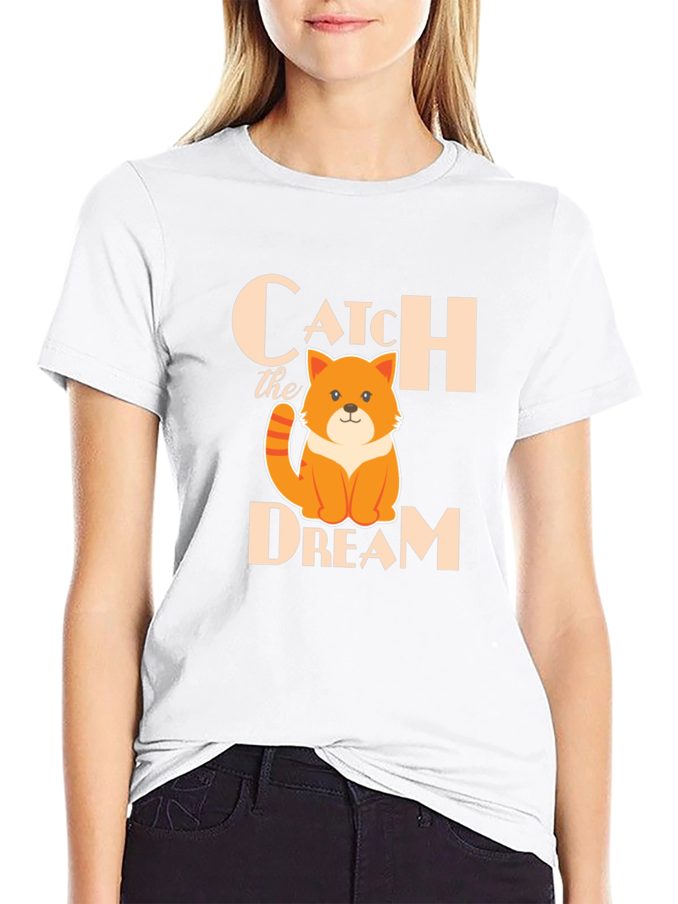 Catch the Dream Graphic T-Shirt - Novelty Kitten Tee