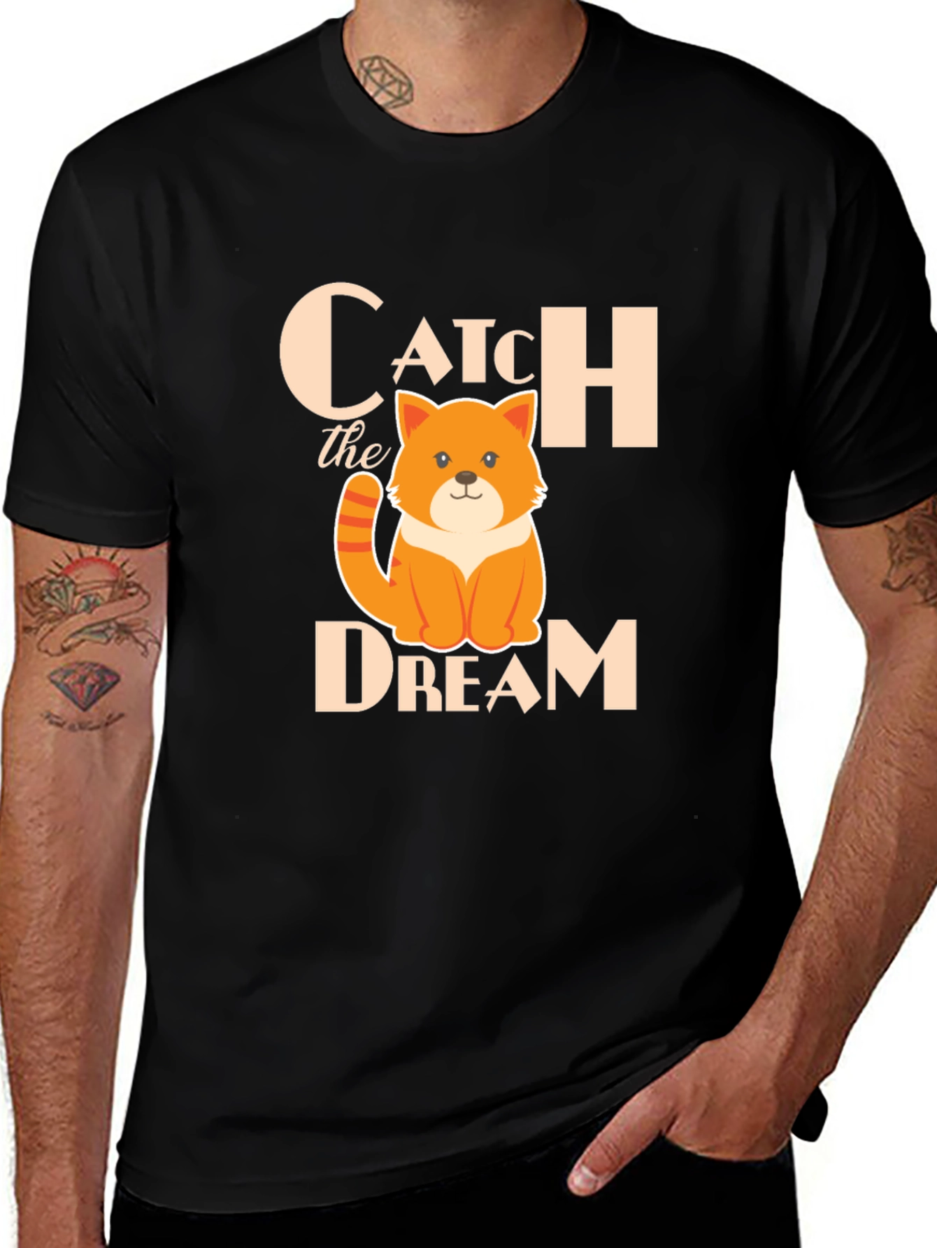 Catch the Dream Graphic T-Shirt - Novelty Kitten Tee