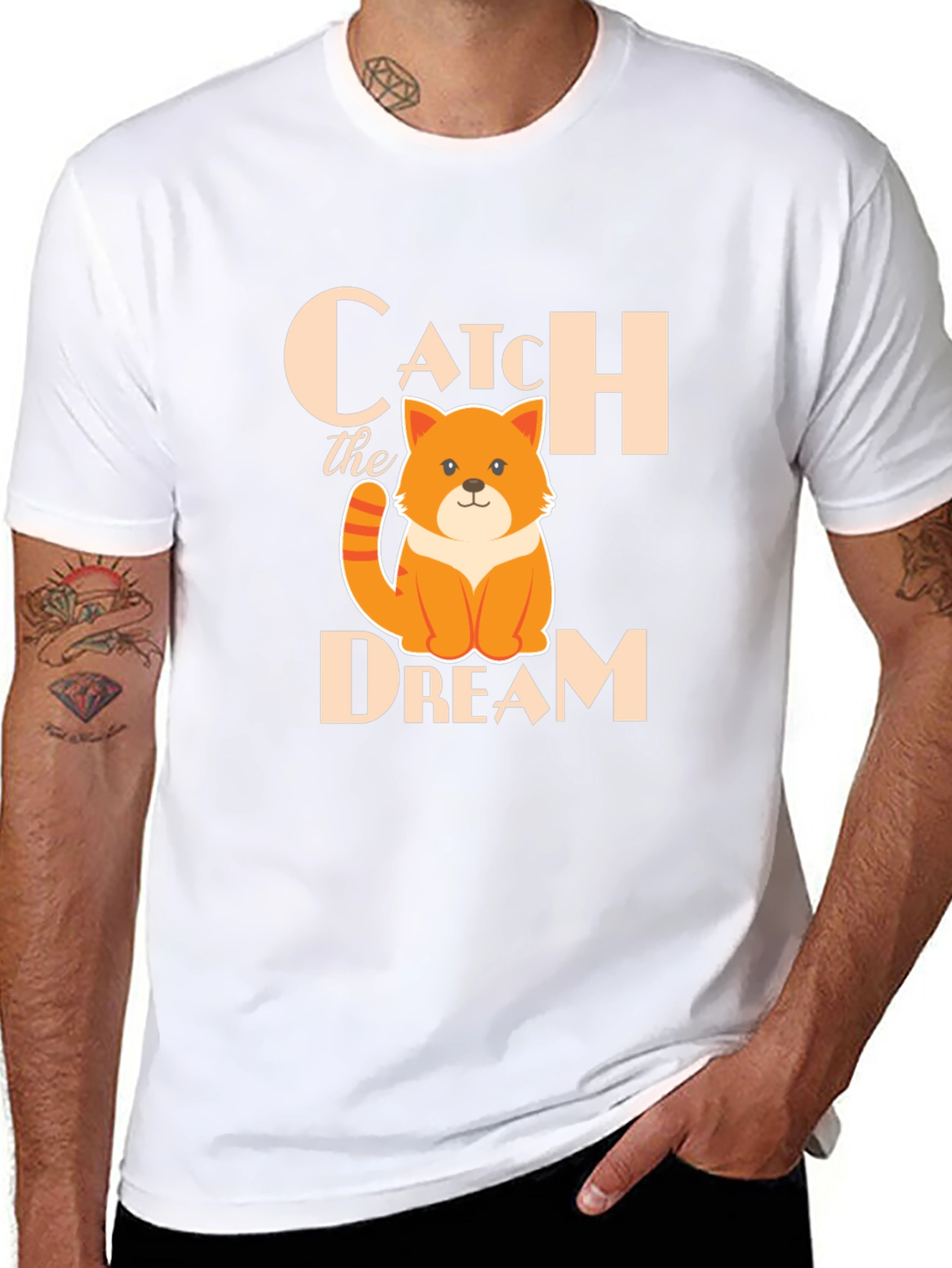 Catch the Dream Graphic T-Shirt - Novelty Kitten Tee