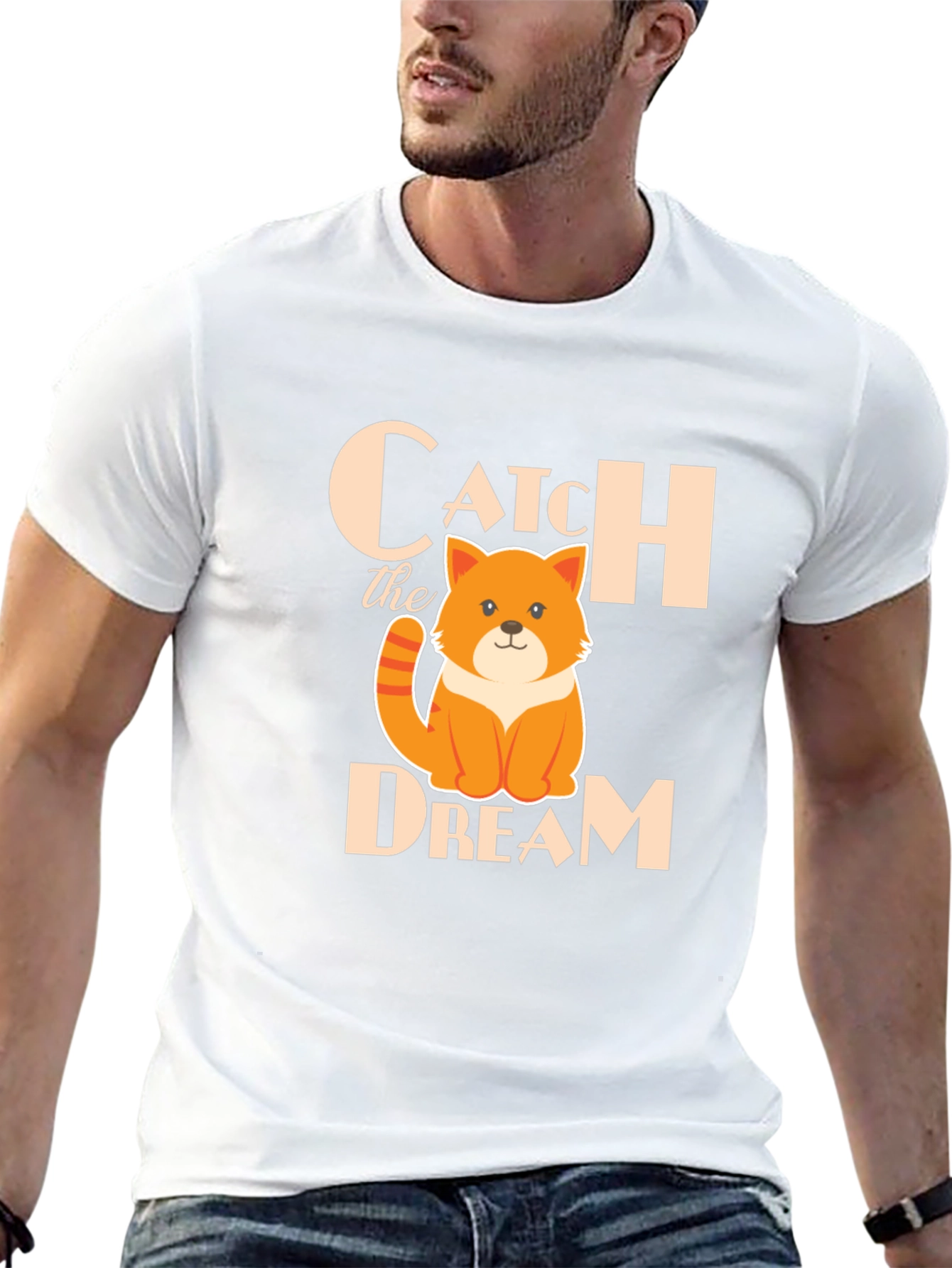 Catch the Dream Graphic T-Shirt - Novelty Kitten Tee