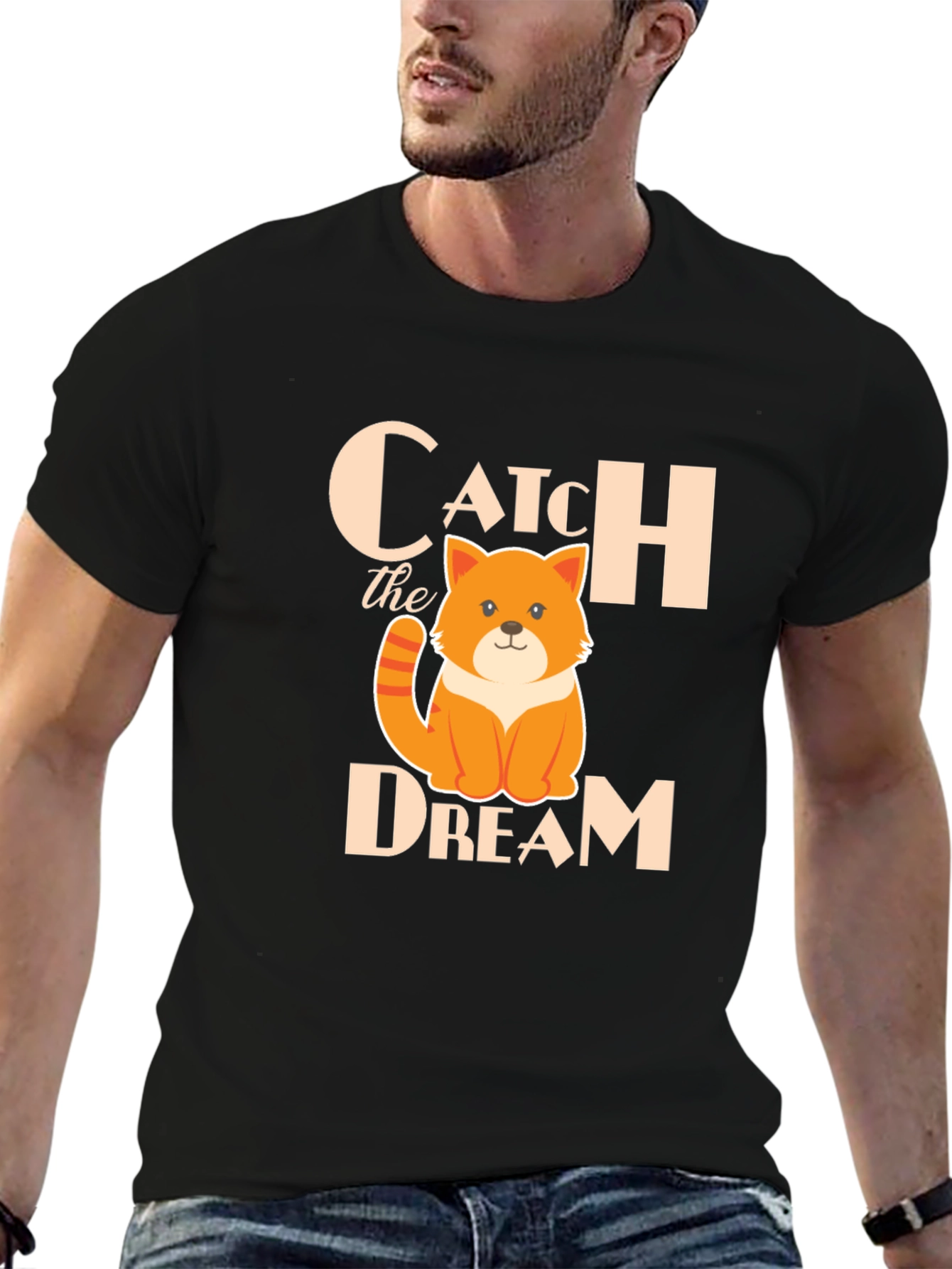 Catch the Dream Graphic T-Shirt - Novelty Kitten Tee