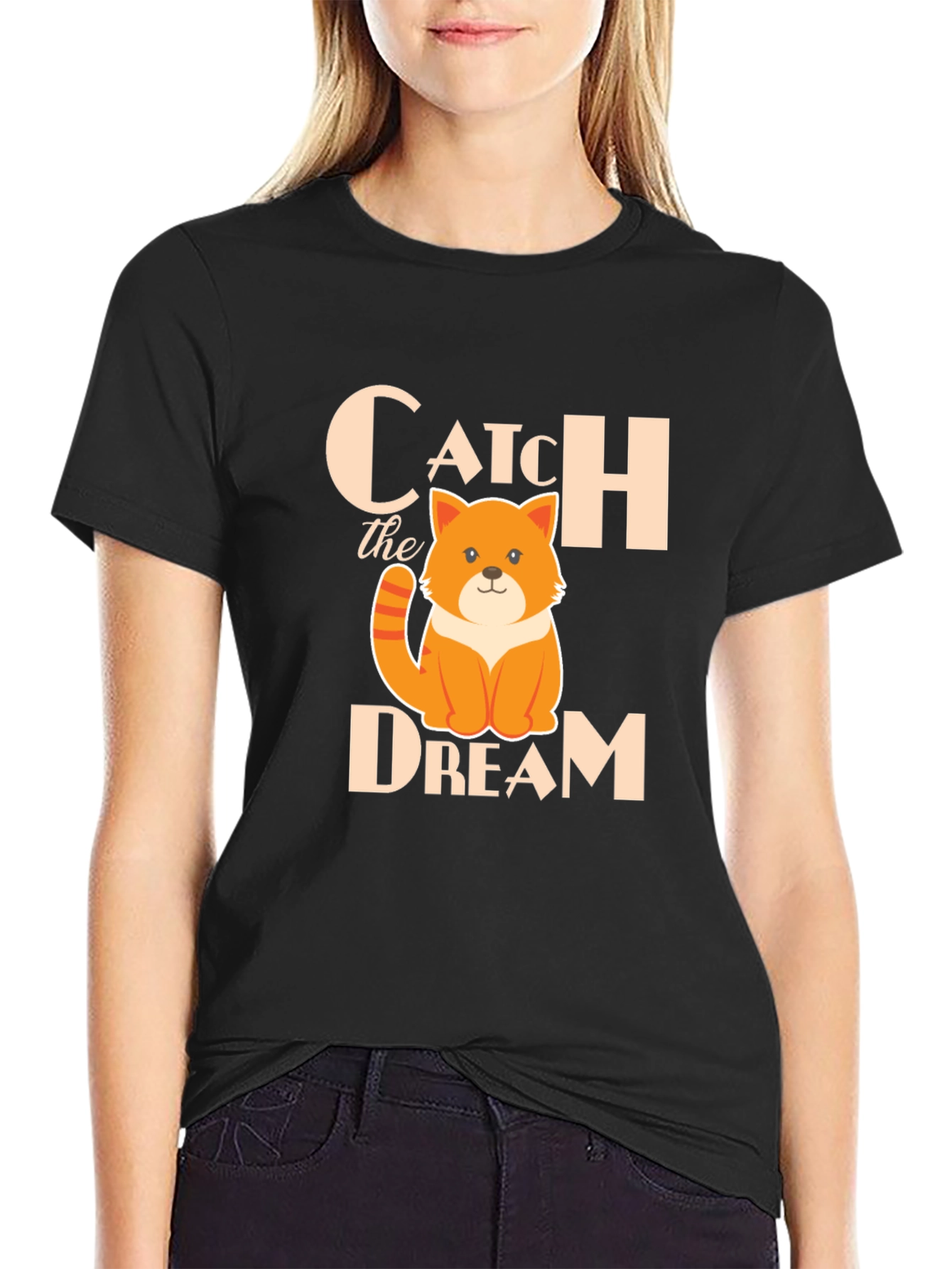 Catch the Dream Graphic T-Shirt - Novelty Kitten Tee