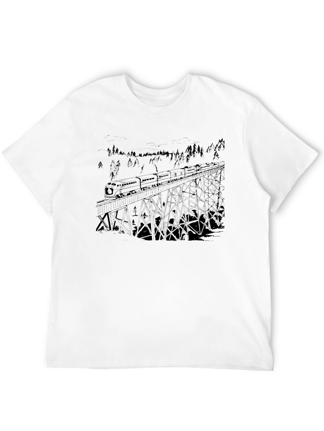 Train Over Trestle Mens Black T-Shirt