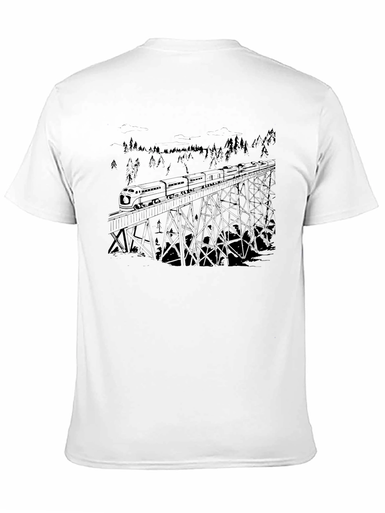 Train Over Trestle Mens Black T-Shirt