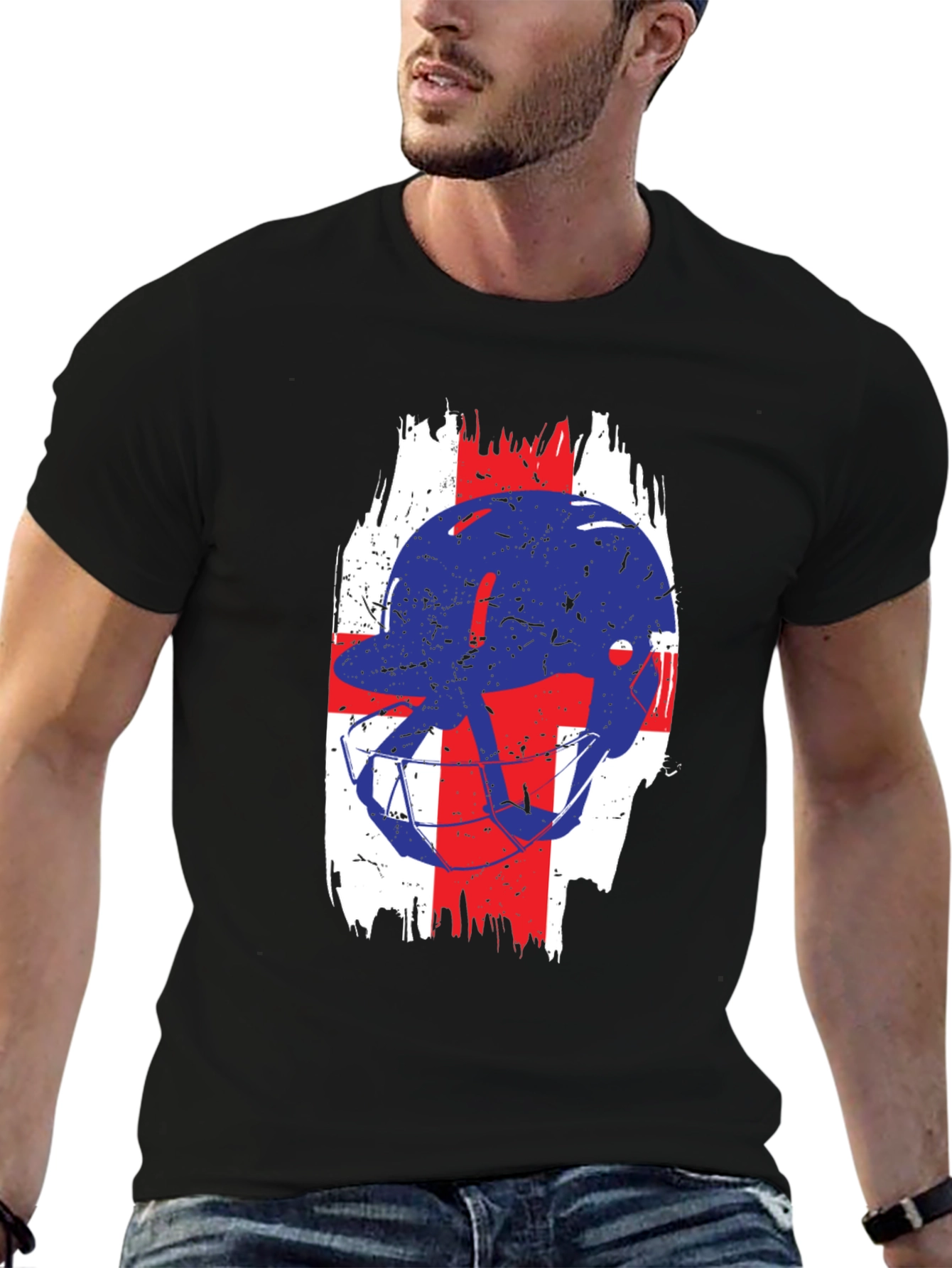 Football Helmet England Flag T-Shirt