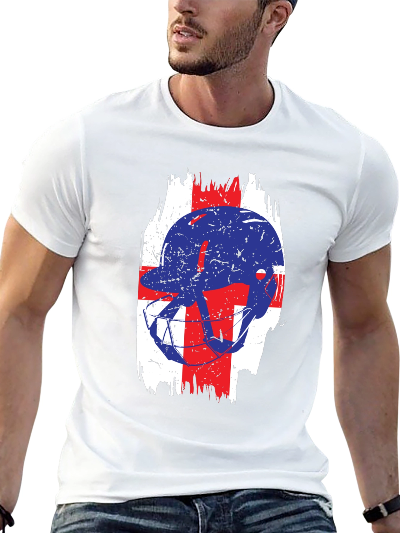 Football Helmet England Flag T-Shirt