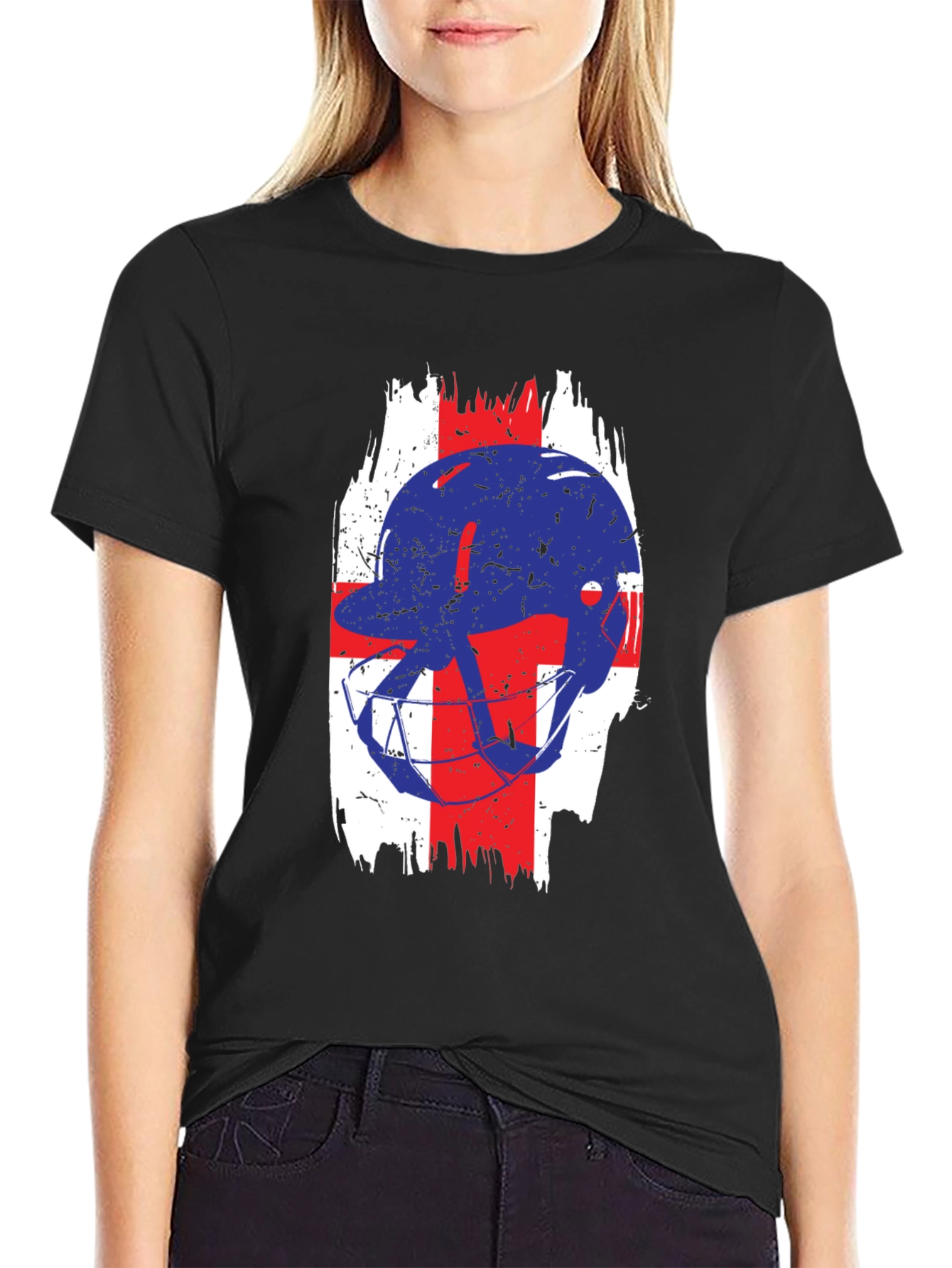 Football Helmet England Flag T-Shirt