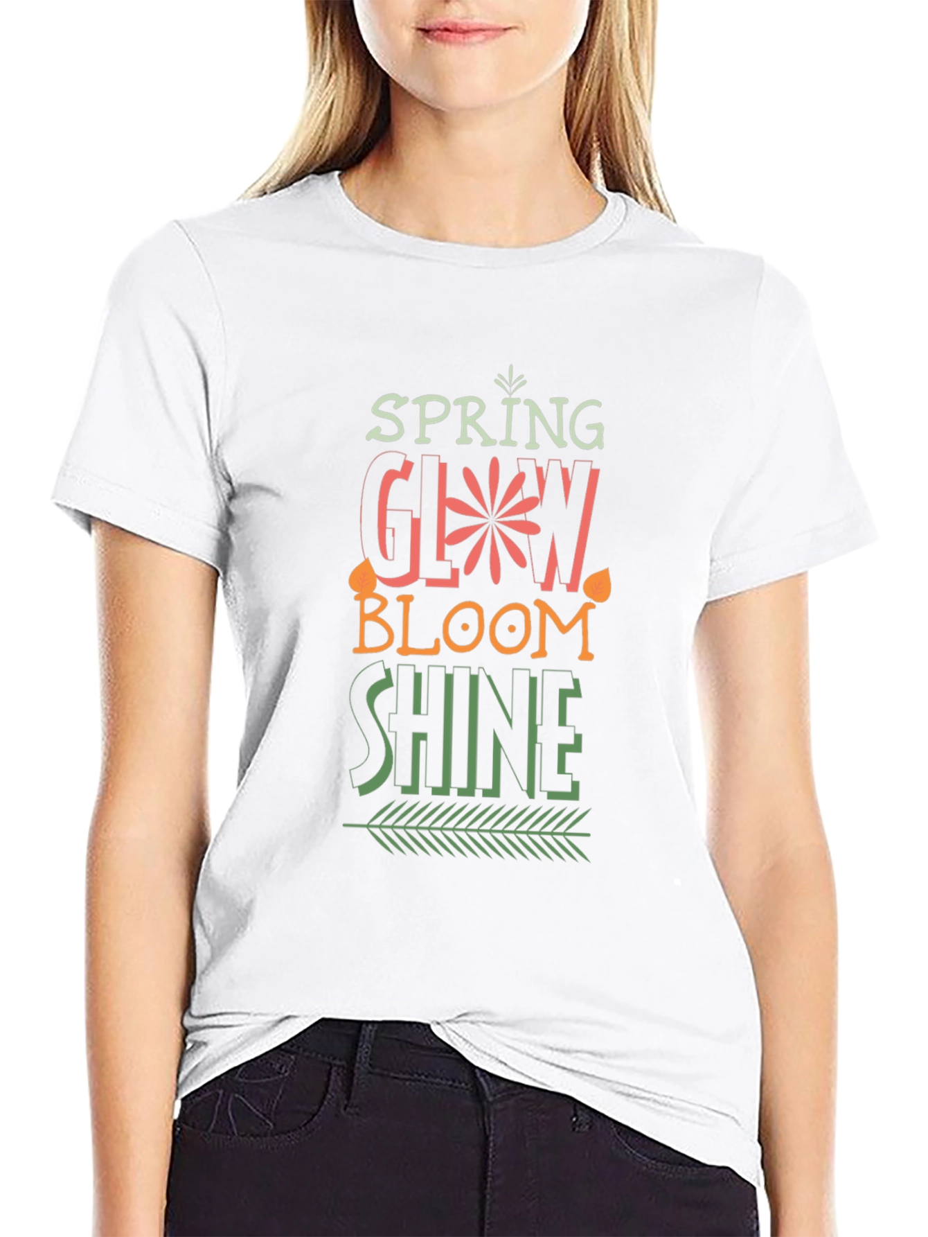 Spring Glow Bloom Shine Black T-Shirt