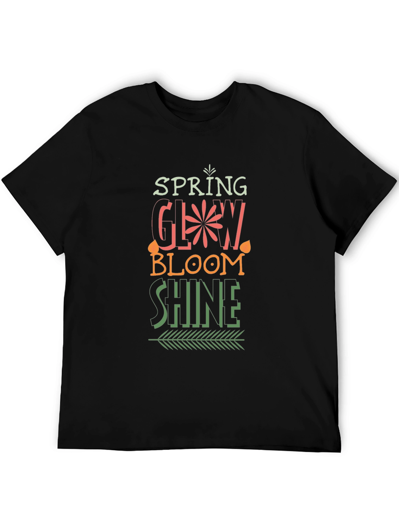 Spring Glow Bloom Shine Black T-Shirt