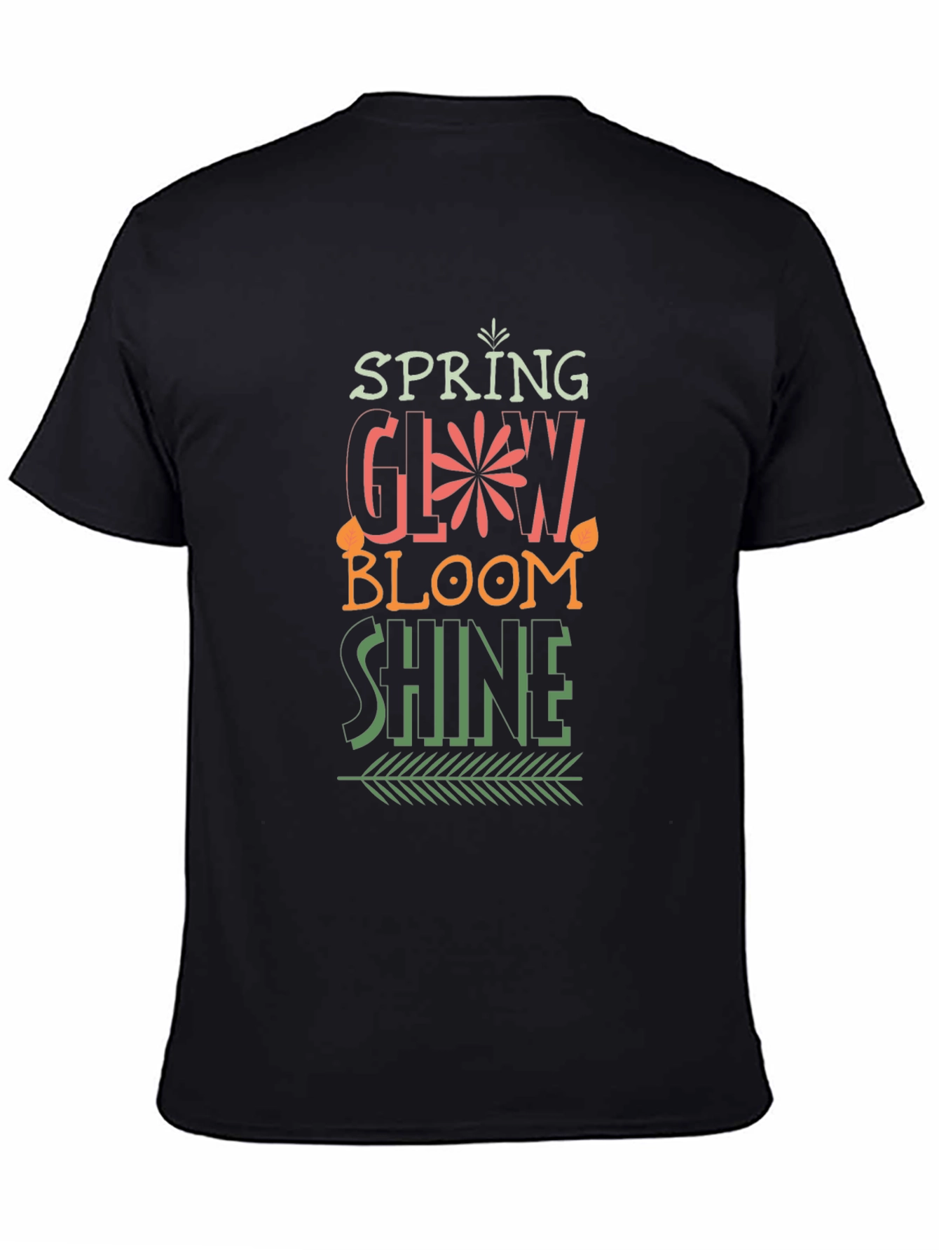 Spring Glow Bloom Shine Black T-Shirt