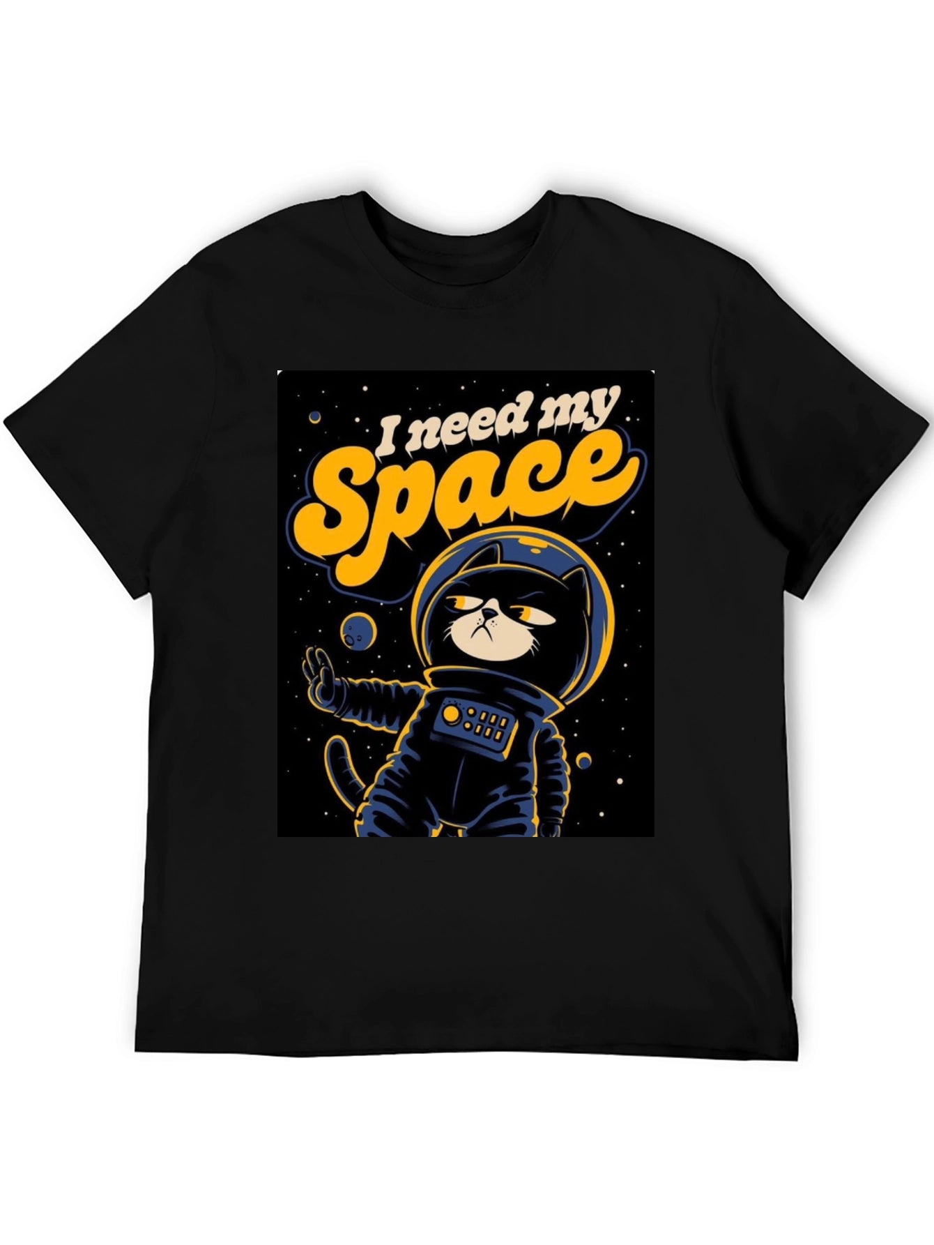 I Need My Space Cat Astronaut Graphic T-Shirt