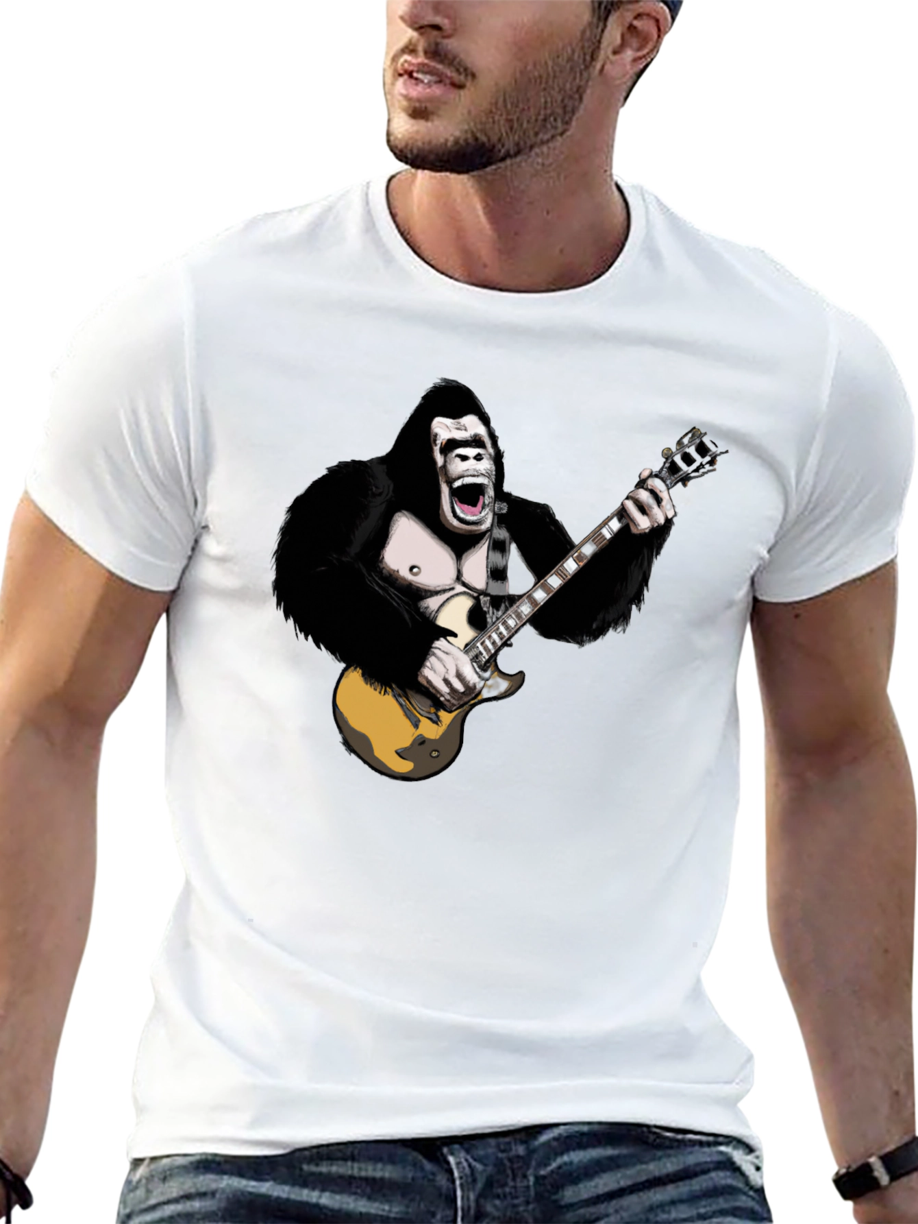 Gorilla Guitarist Graphic Tee - Black T-Shirt
