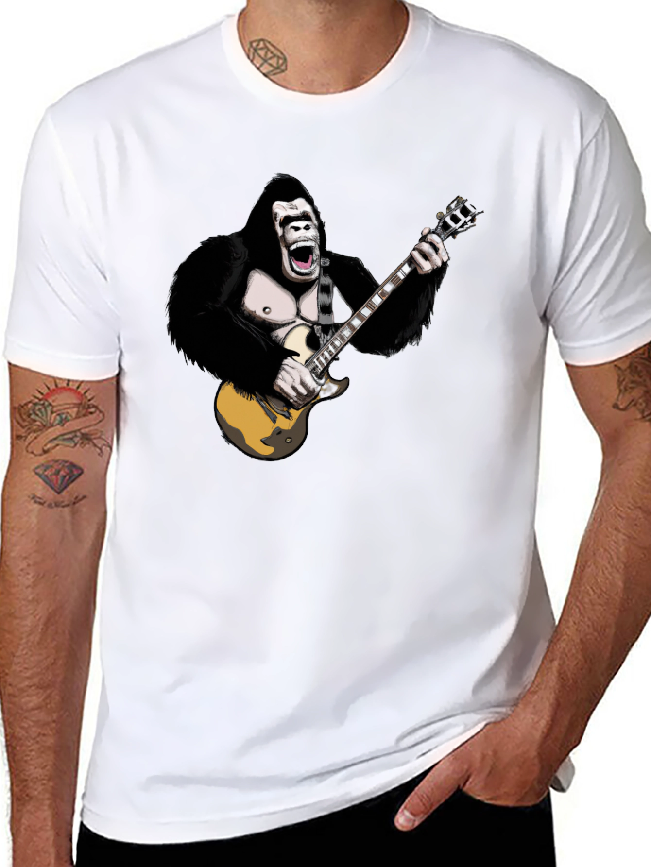 Gorilla Guitarist Graphic Tee - Black T-Shirt