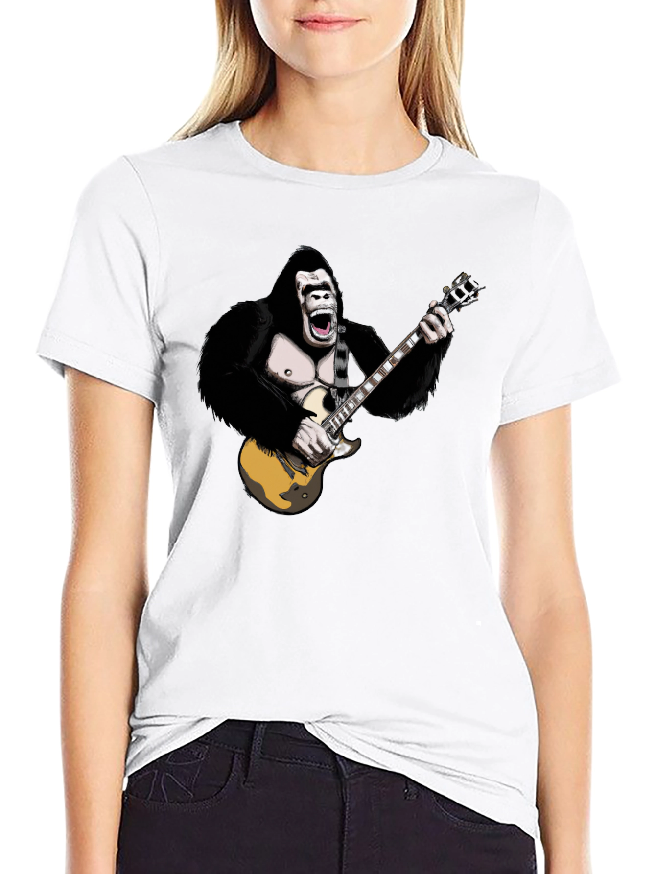 Gorilla Guitarist Graphic Tee - Black T-Shirt