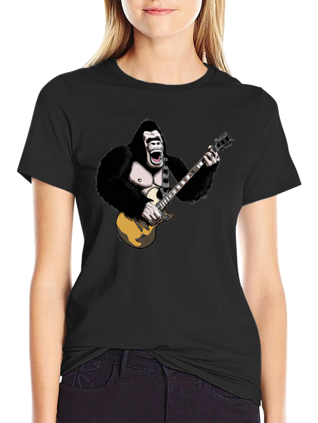 Gorilla Guitarist Graphic Tee - Black T-Shirt
