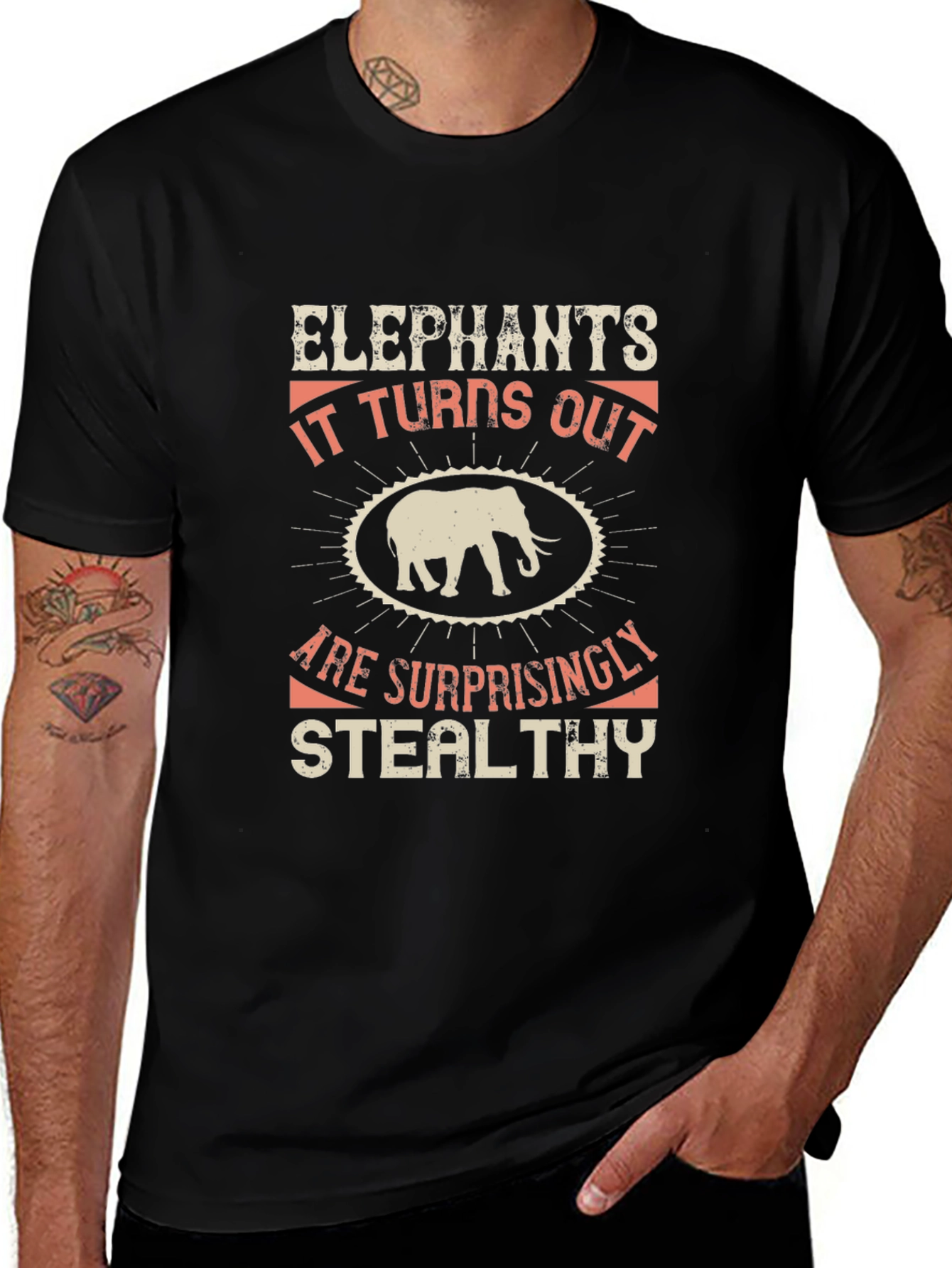 Elephant Stealthy T-Shirt - Mens Graphic Tee