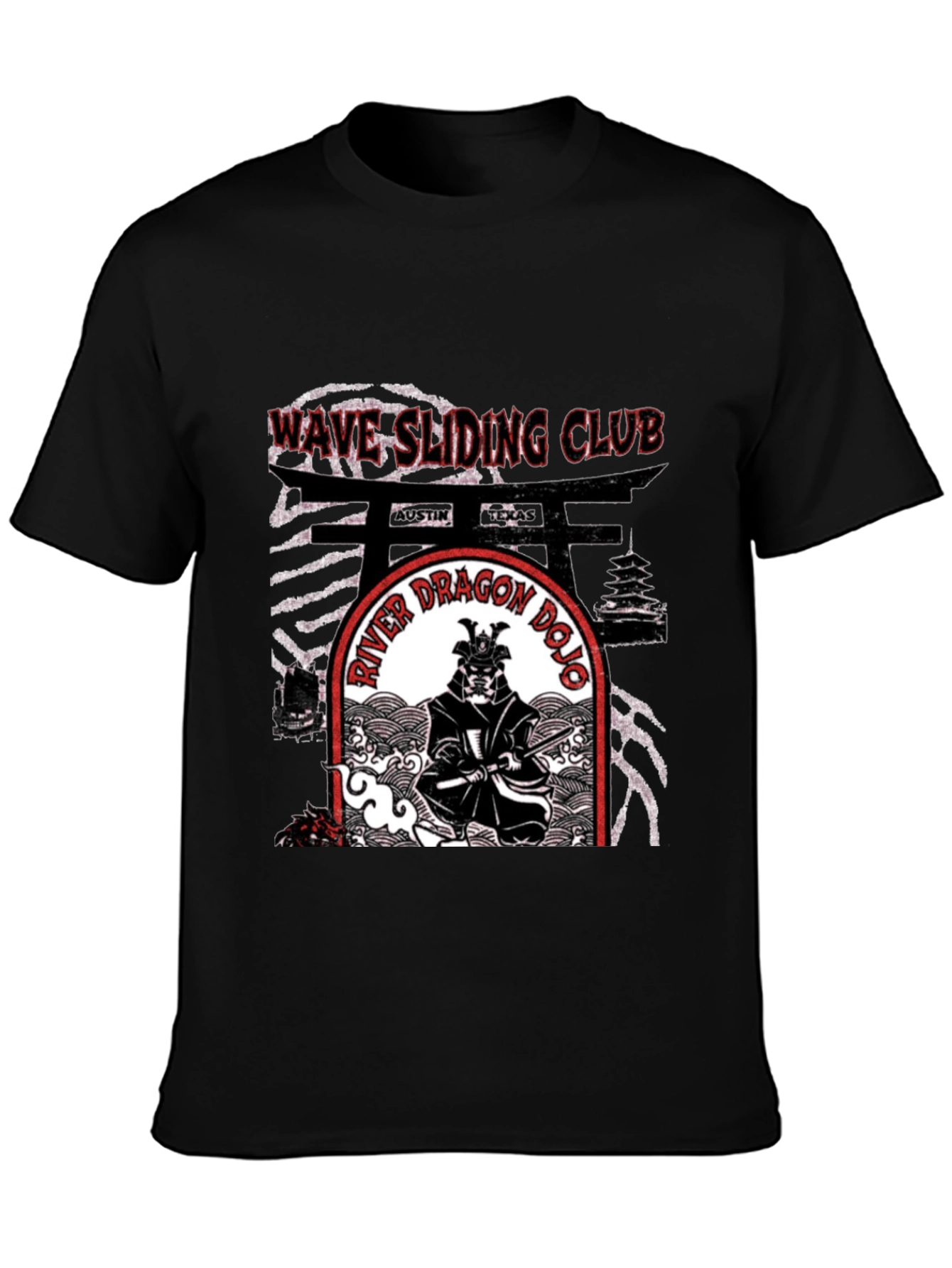 Wave Sliding Club River Dragon Dojo Black T-Shirt