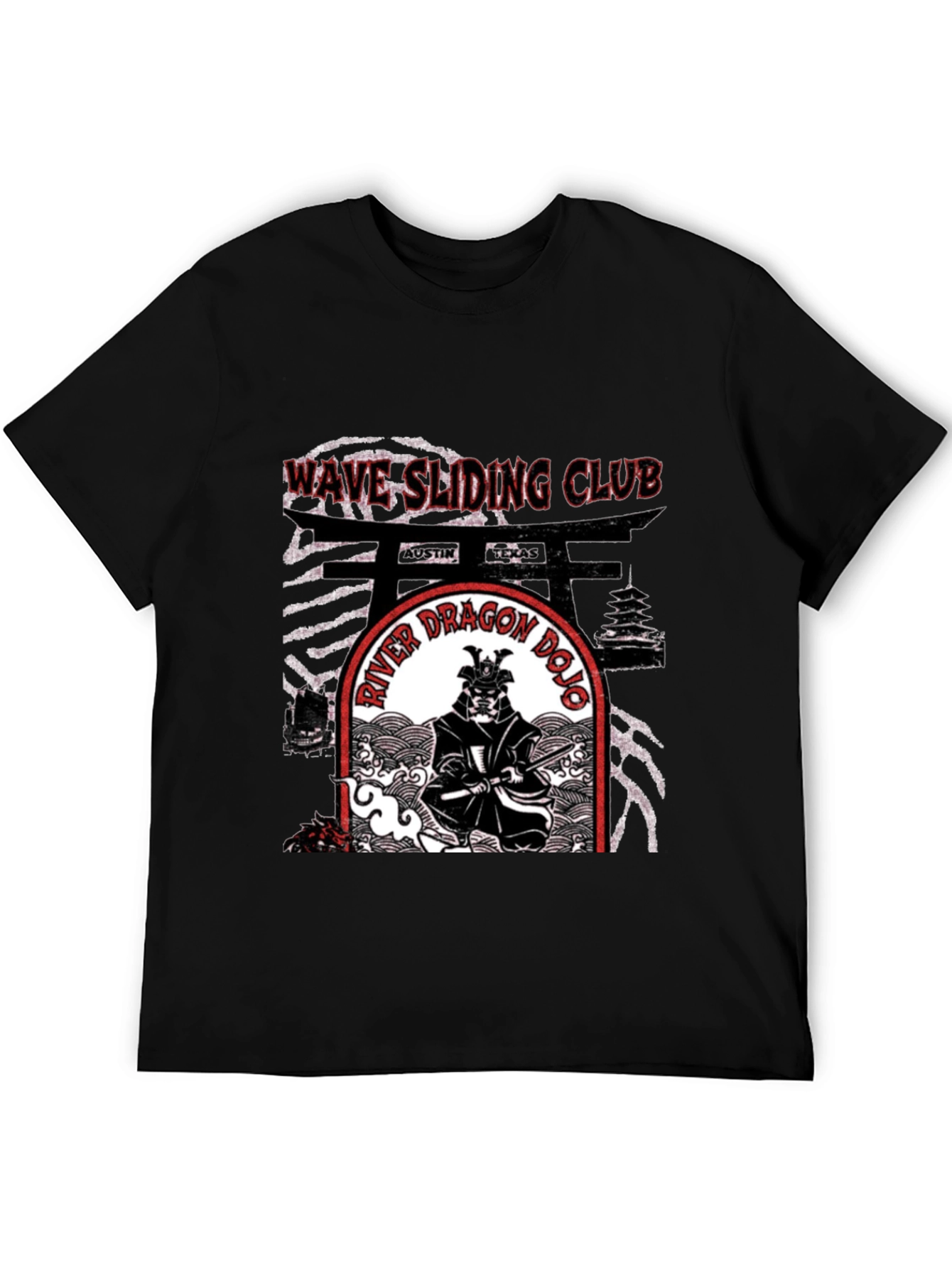 Wave Sliding Club River Dragon Dojo Black T-Shirt