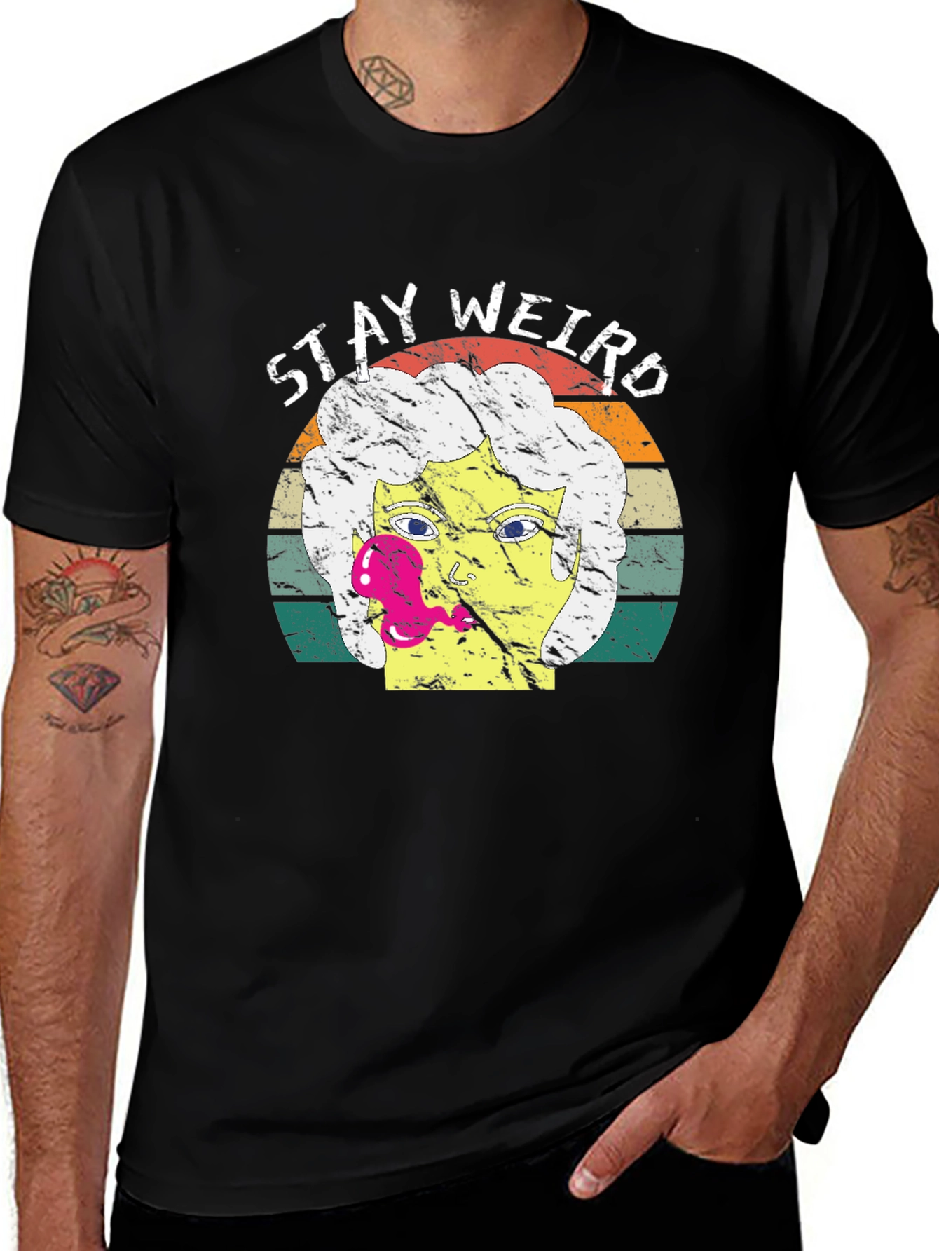 Stay Weird Graphic Tee - Retro Design