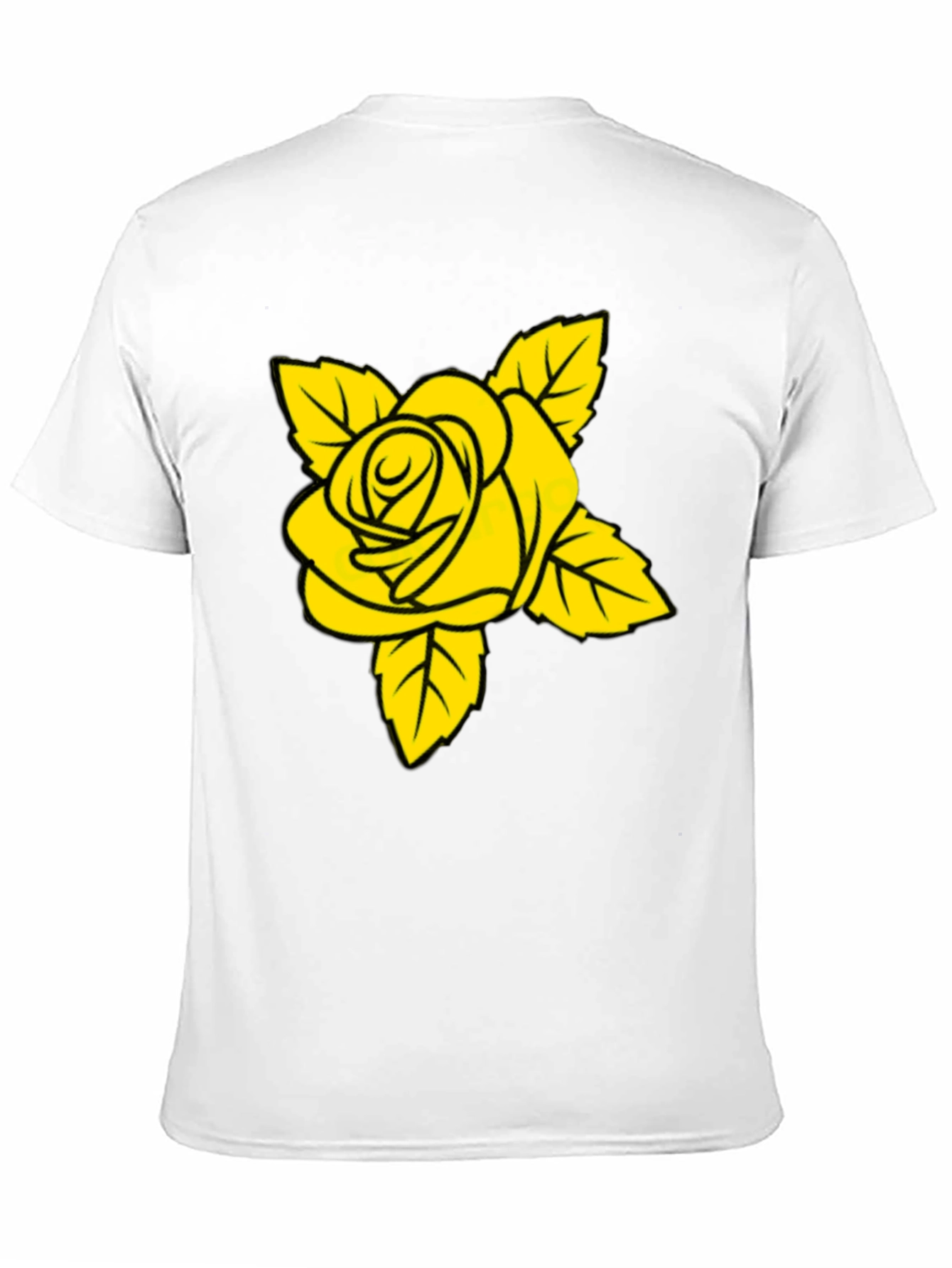 Black T-Shirt with Yellow Rose Graphic