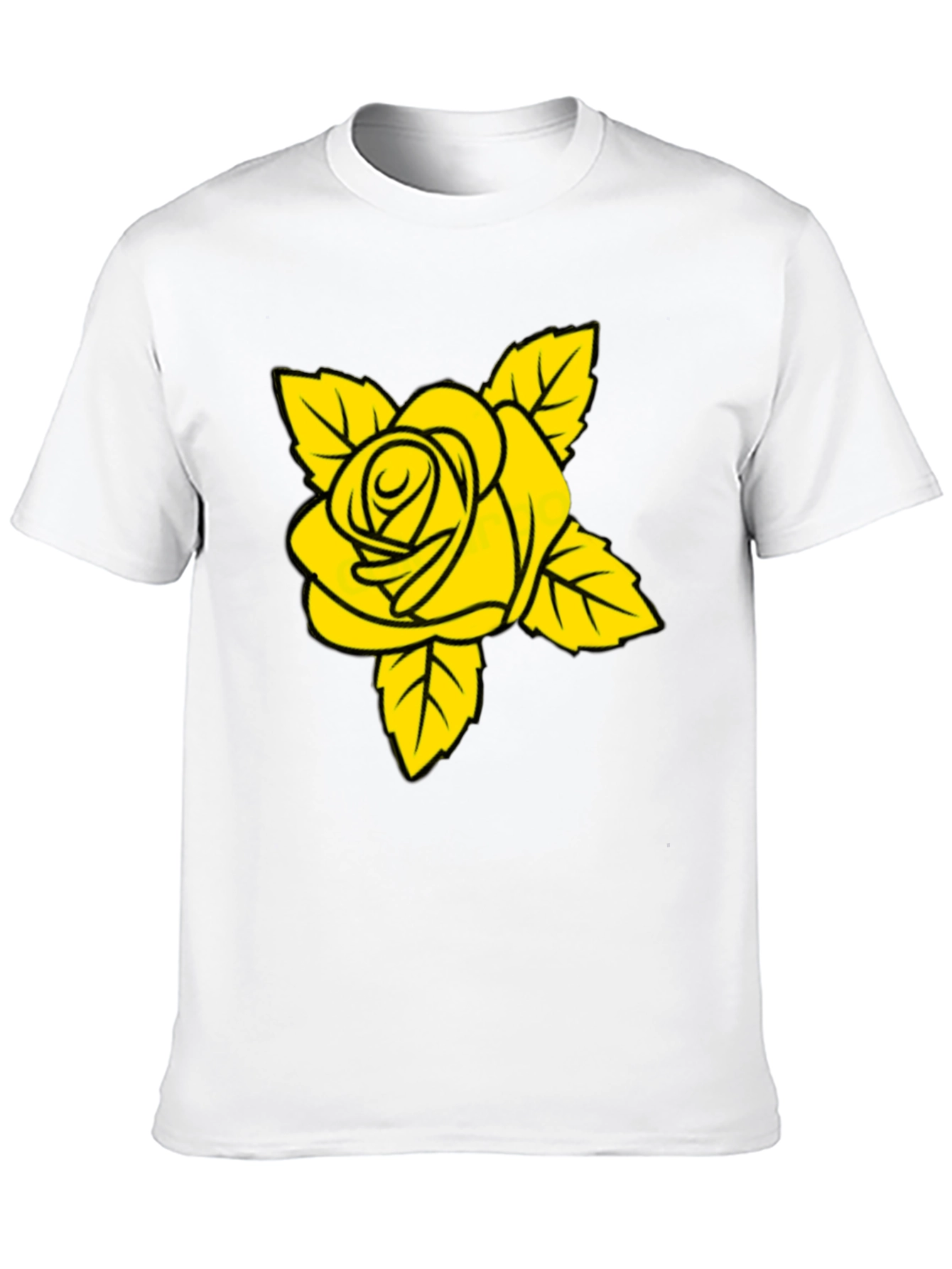 Black T-Shirt with Yellow Rose Graphic