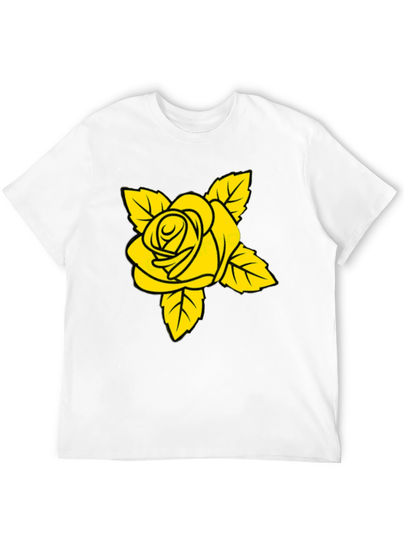 Black T-Shirt with Yellow Rose Graphic