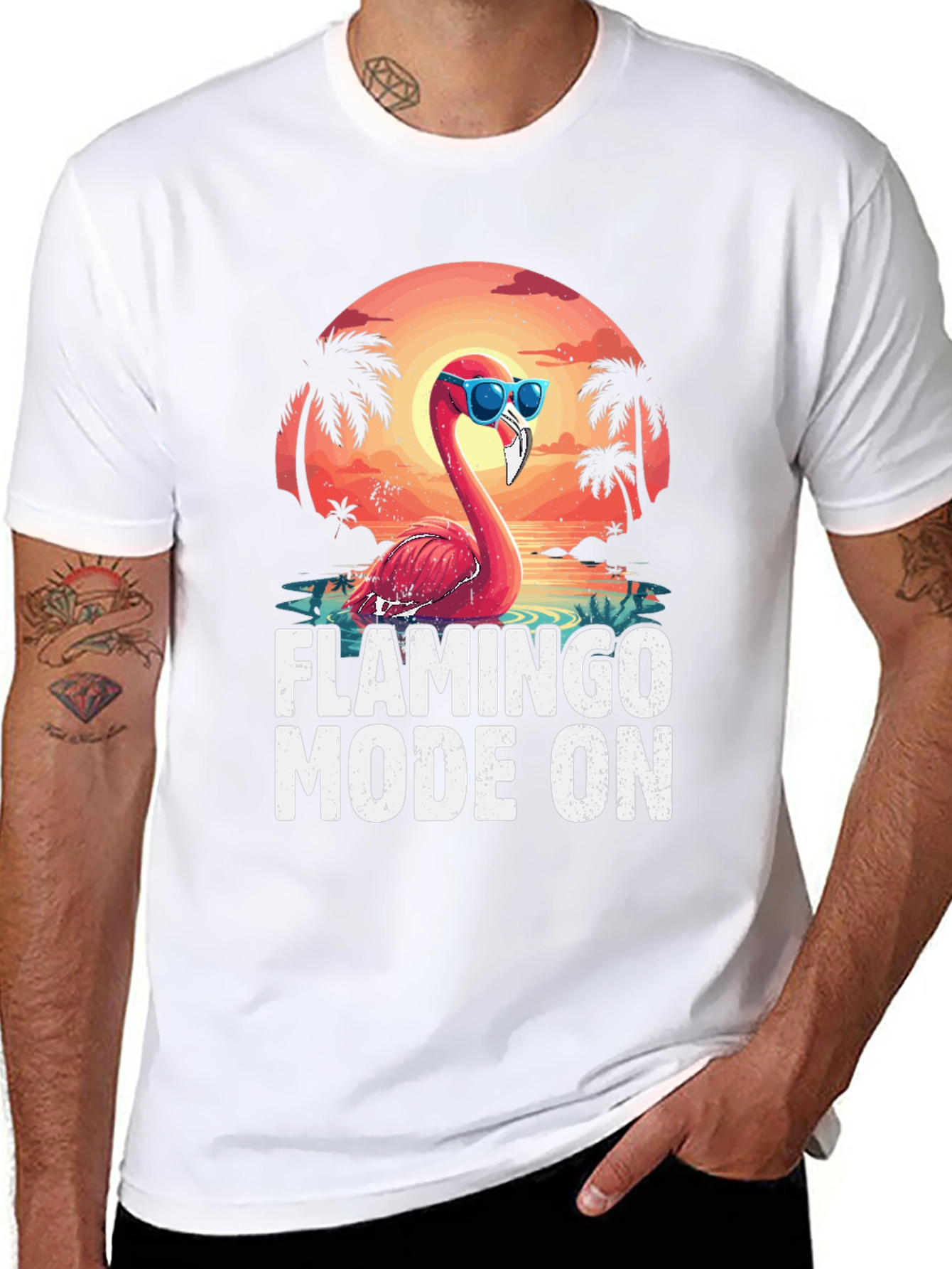 Flamingo Mode On T-Shirt - Tropical Summer Tee