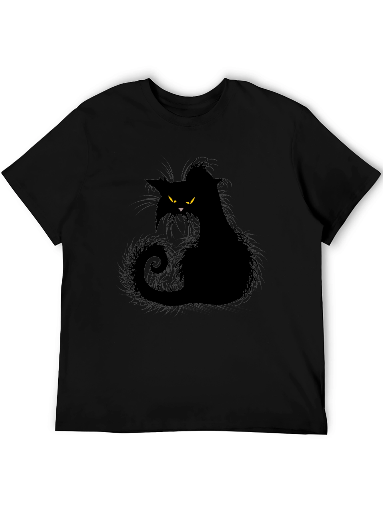 Black Cat Graphic Tee - Mens Casual Style
