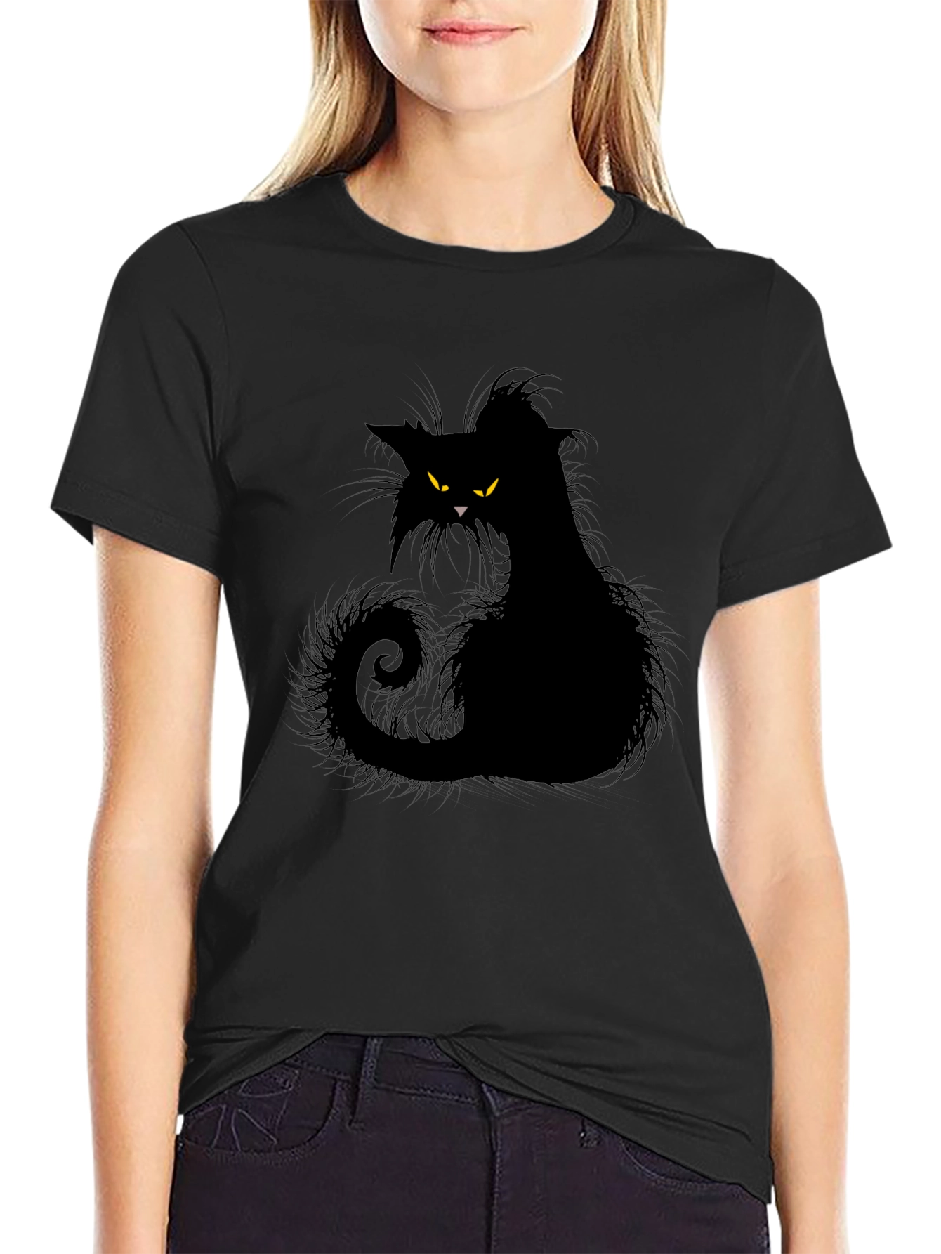 Black Cat Graphic Tee - Mens Casual Style