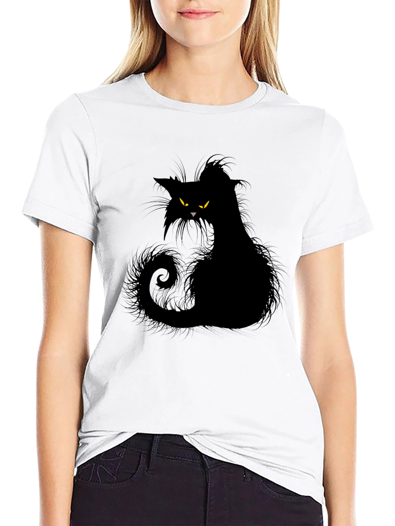Black Cat Graphic Tee - Mens Casual Style