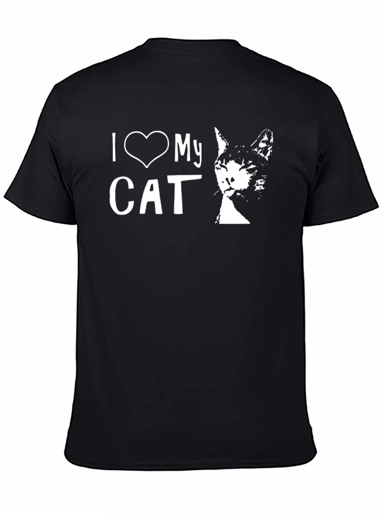 I Love My Cat Graphic T-Shirt - Black