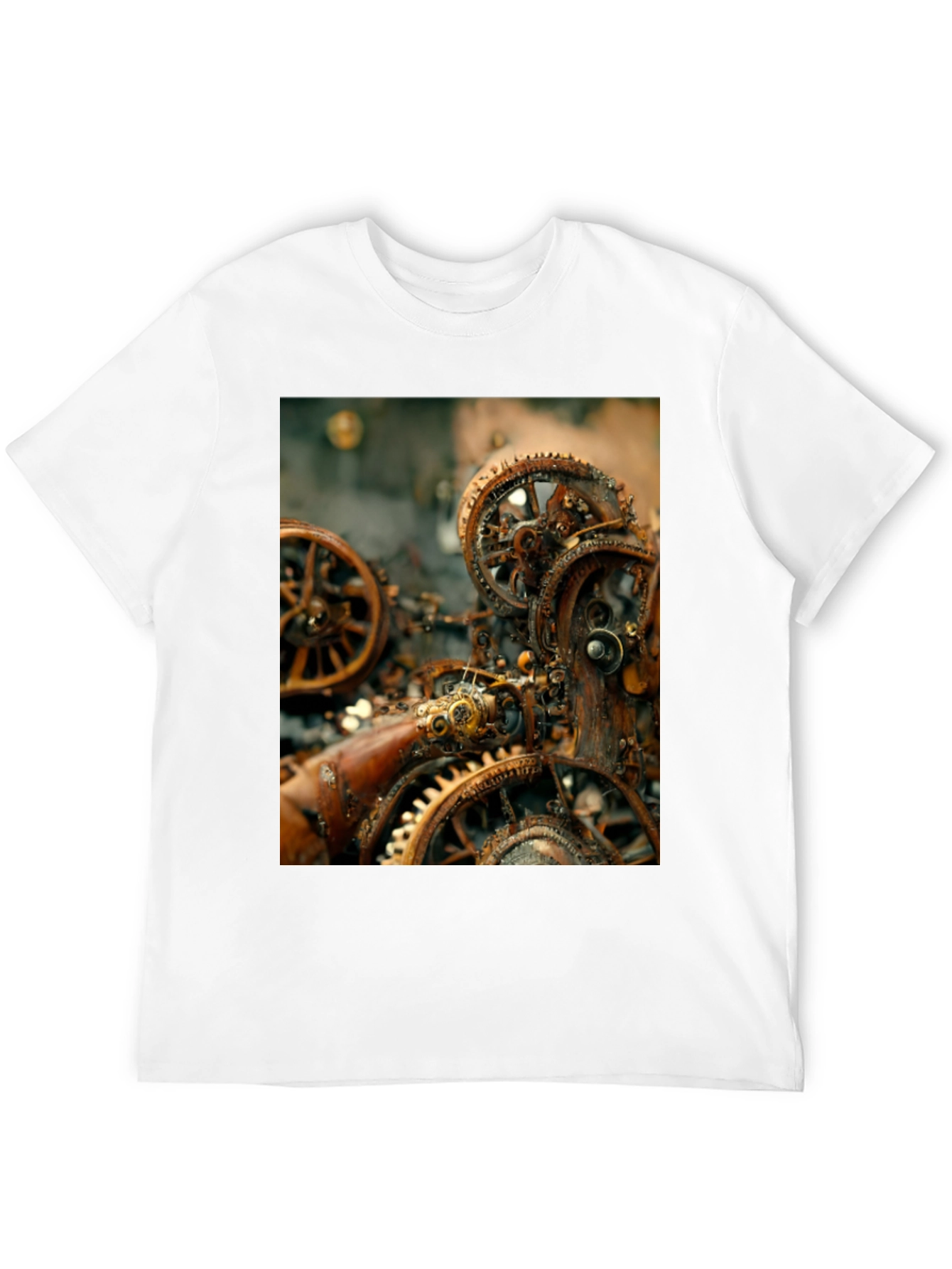 Steampunk Gears Graphic Tee - Black Cotton T-Shirt