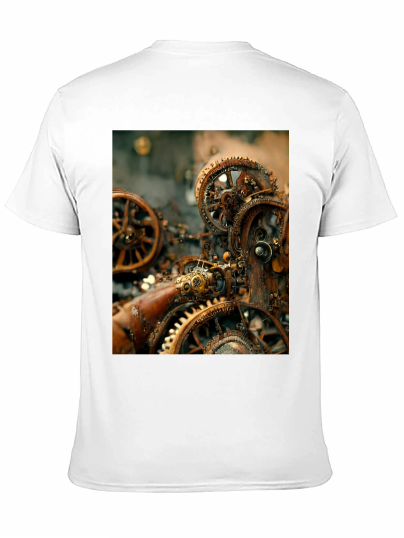 Steampunk Gears Graphic Tee - Black Cotton T-Shirt
