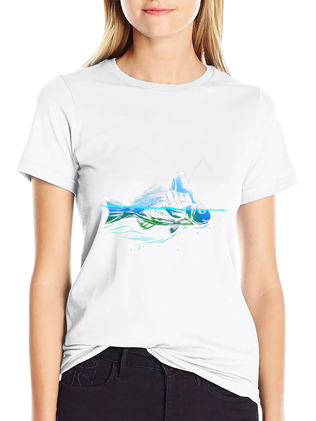Fishing Graphic T-Shirt - Black Cotton Tee