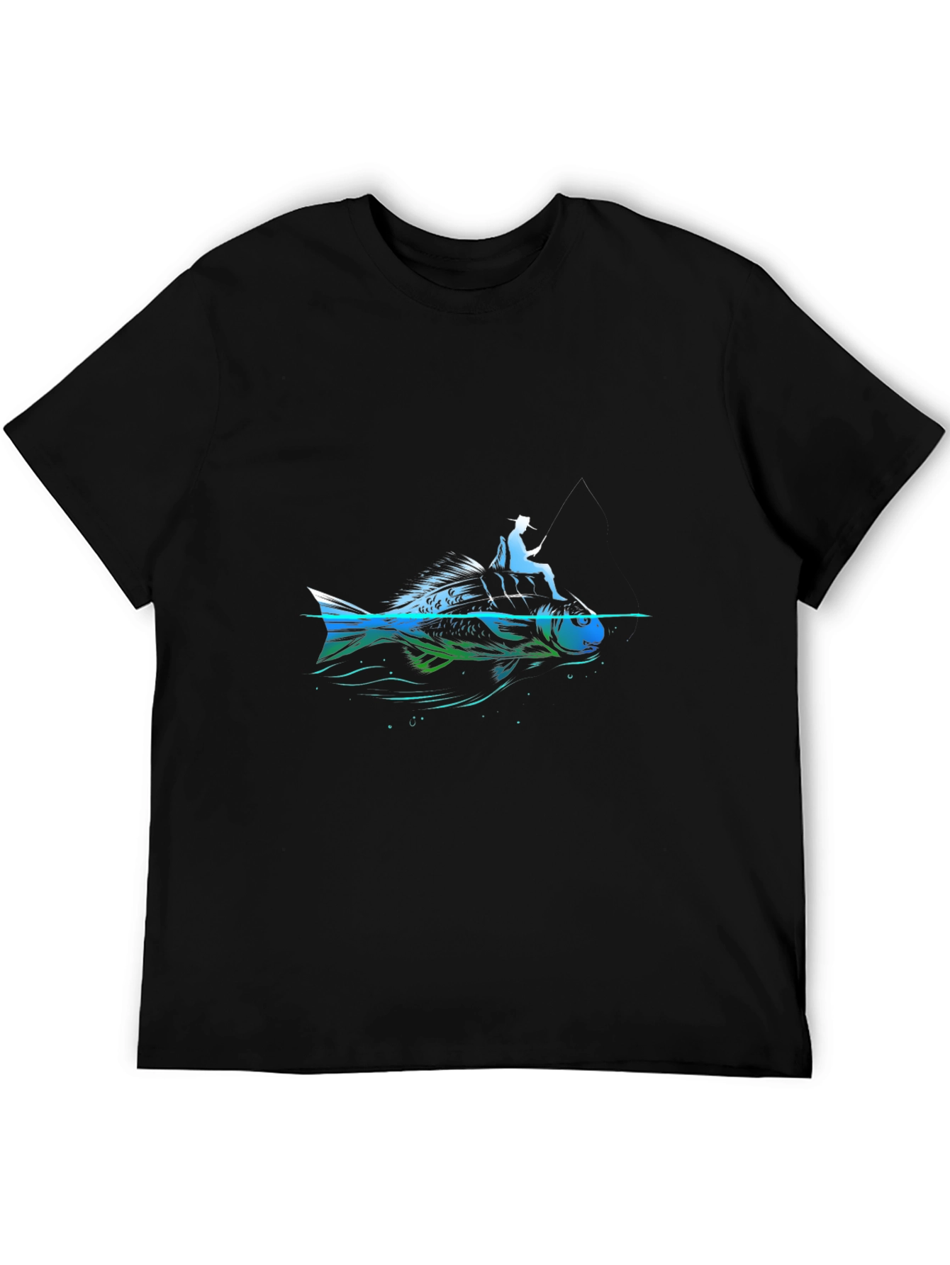 Fishing Graphic T-Shirt - Black Cotton Tee